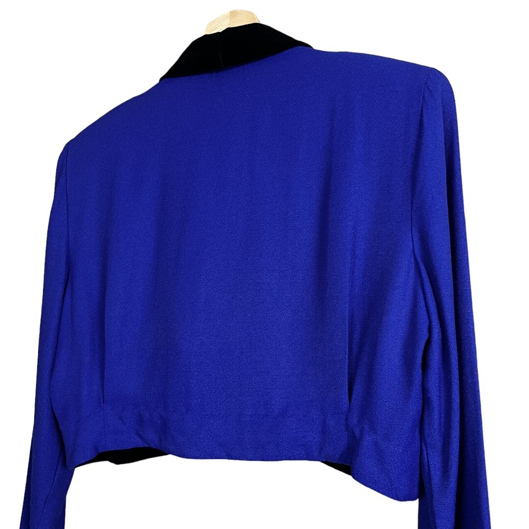 NWT Vintage 80s 90s MENU Cropped Purple Tailored Collared Jacket Petite 10