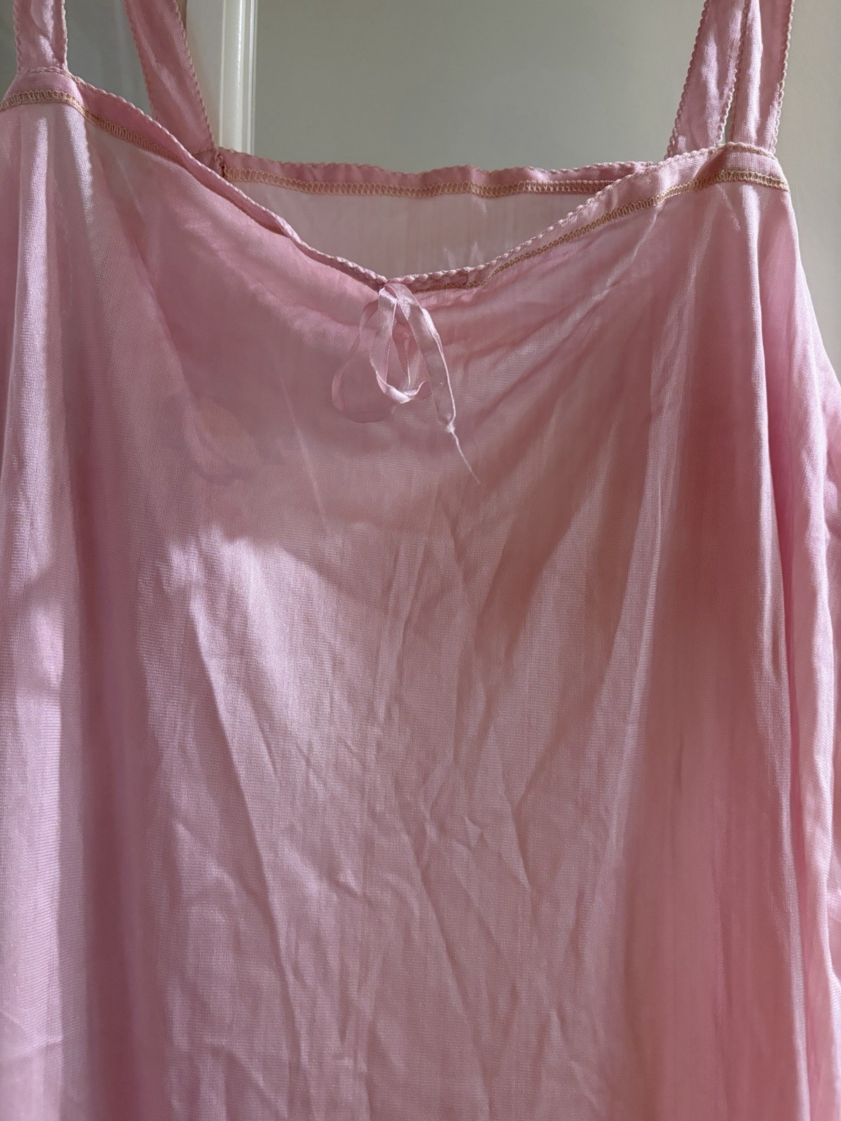 LOVELY 1940s RICHELIEU PINK SILK RAYON CHEMISE SLIP LINGERIE- SZ 8