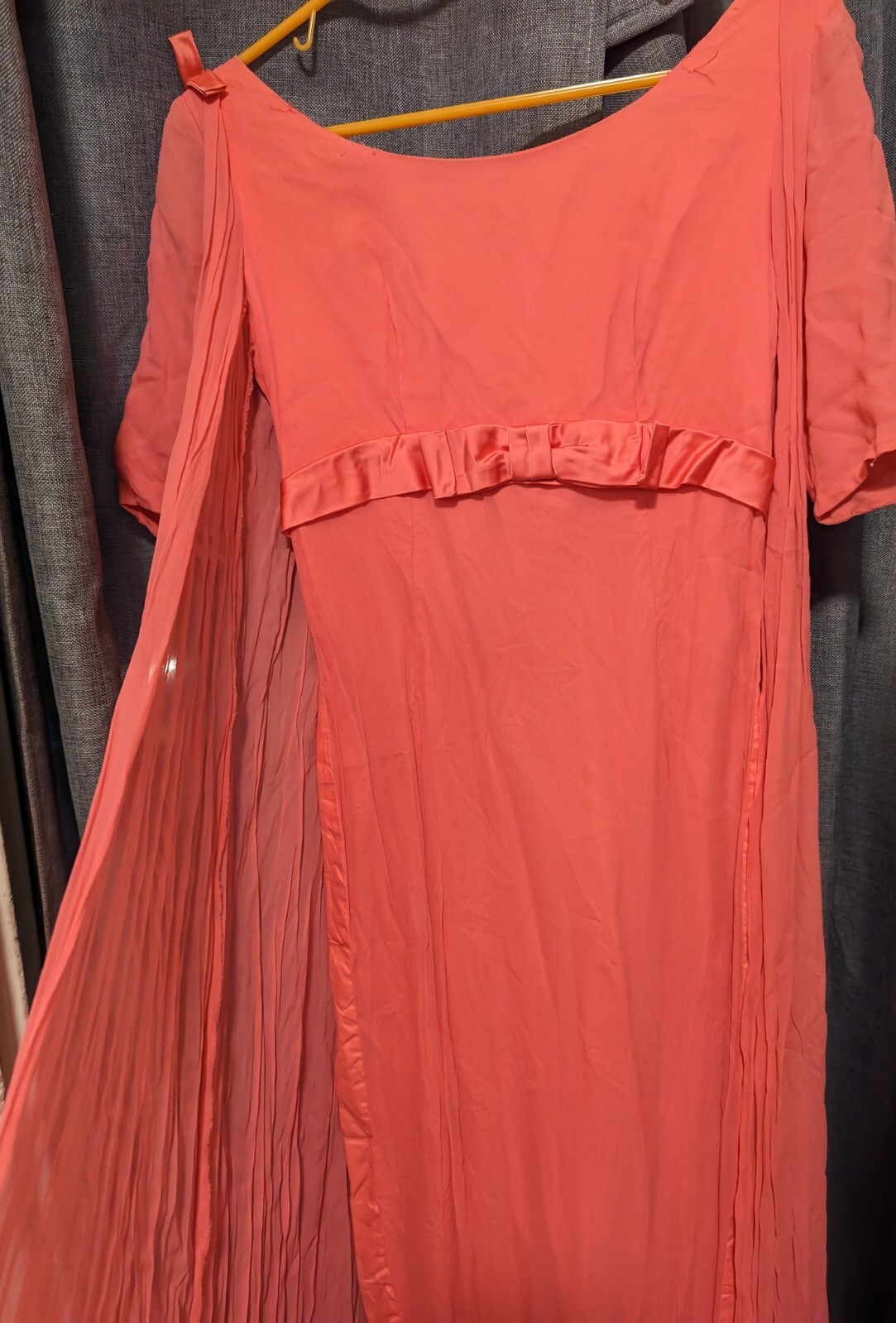Vintage 50s 60s Coral Pink Gown Chiffon