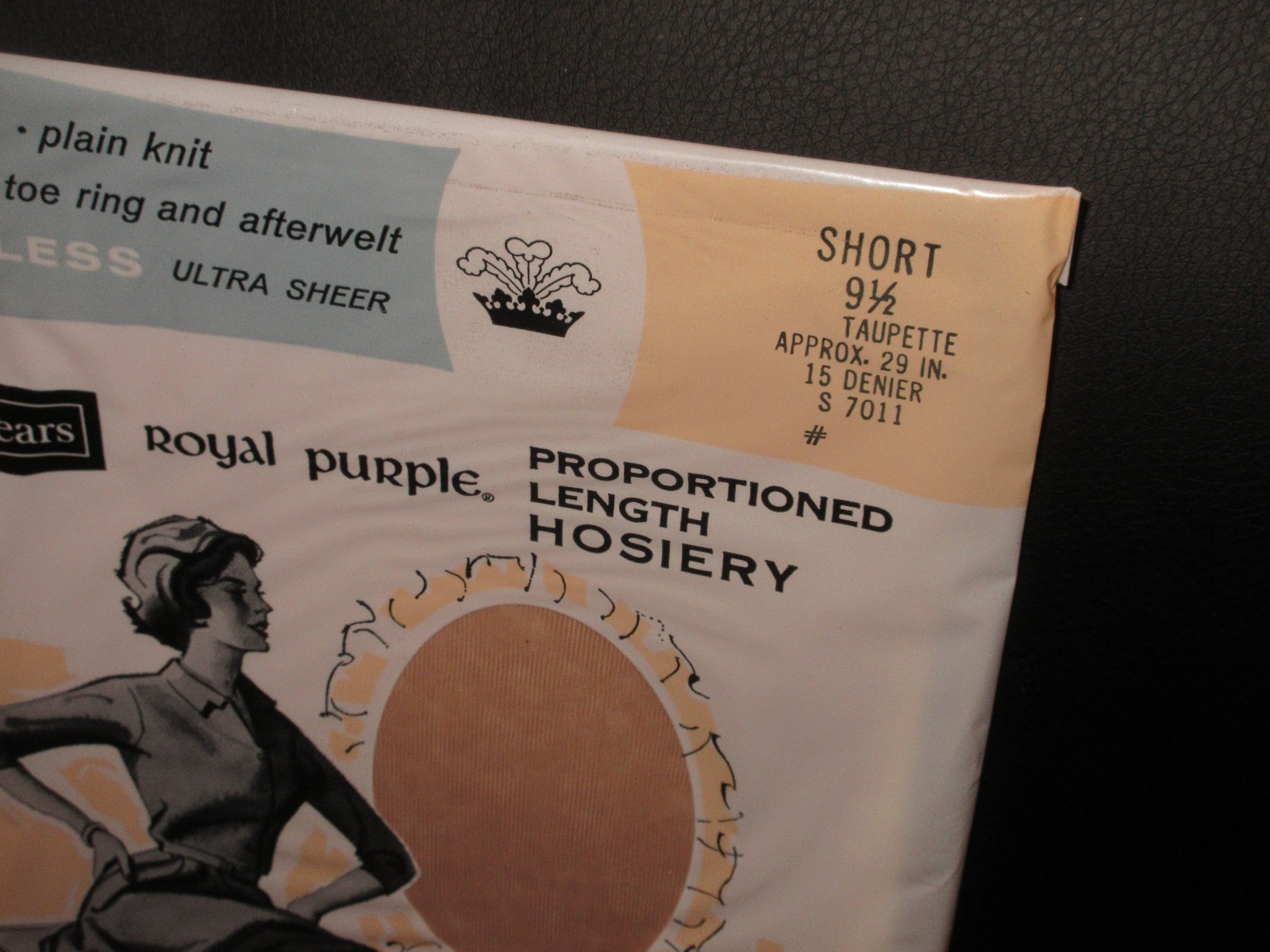 Vintage Royal Purple Hosiery Sz Sears 9.5 Short Taupette Beige Taupe STOCKINGS