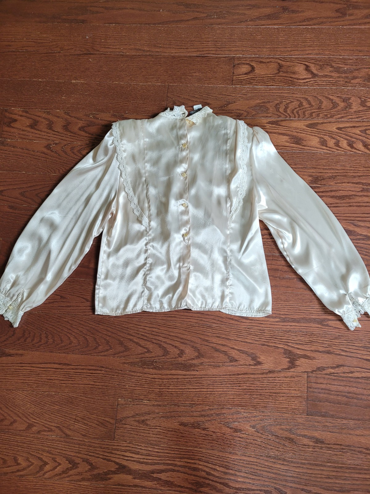 Vintage 80s Sonya Ratay For San Andre Women Sz 10 Ivory Lace Victorian Blouse Ma