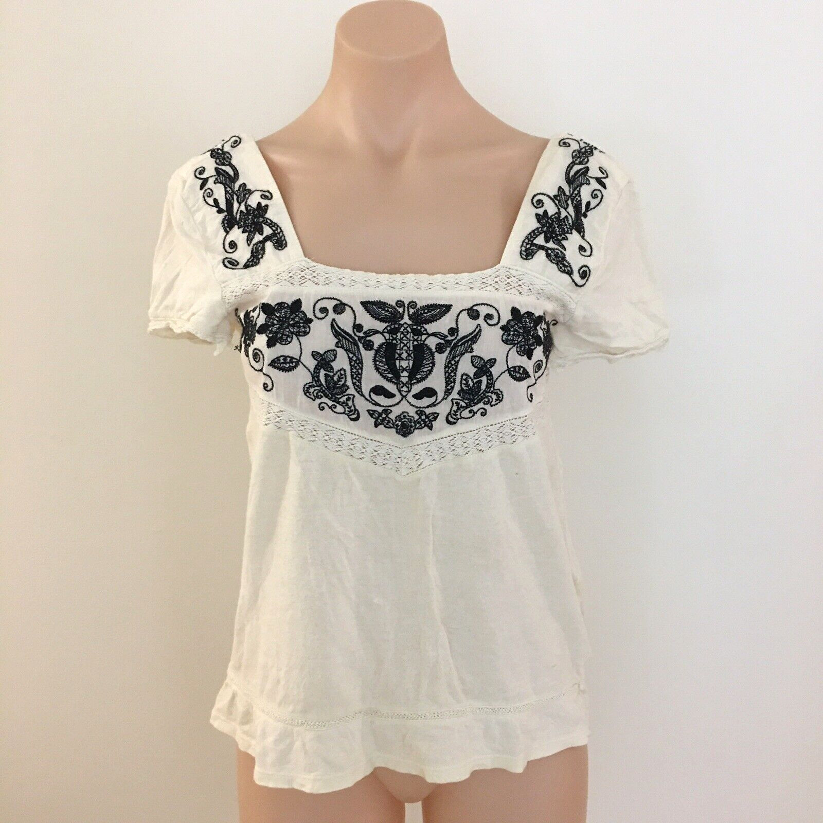 Zara Boho Basic Top Size S Hippie Relaxed Casual Weekend Cottagecore Farmgirl