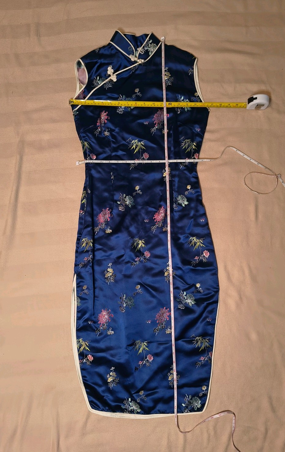 Vintage Asian Blue Dress Retro Glam Size 34 Approx Size Medium Traditional -DP29