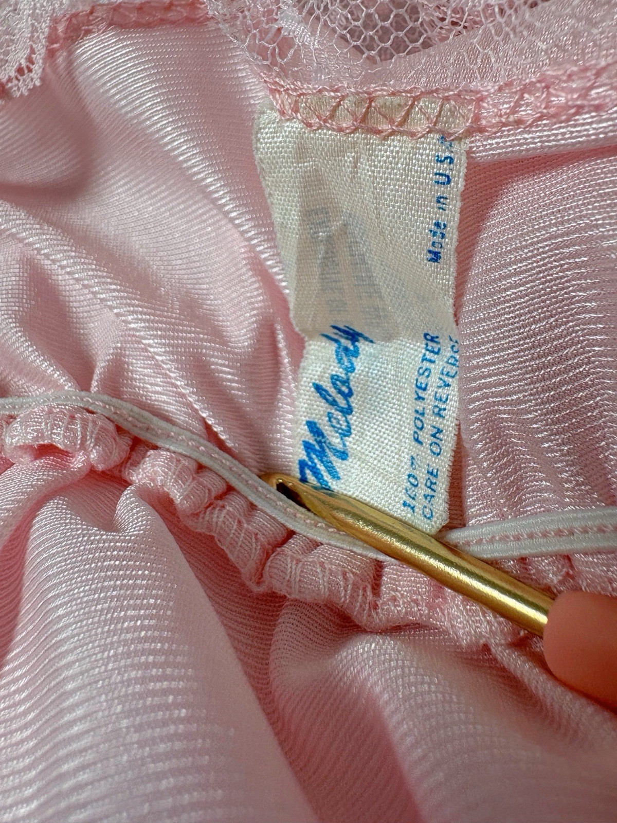 Vintage 1970s Lace Lingerie Teddy Nightgown Romper Bodysuit USA Pink Kawaii