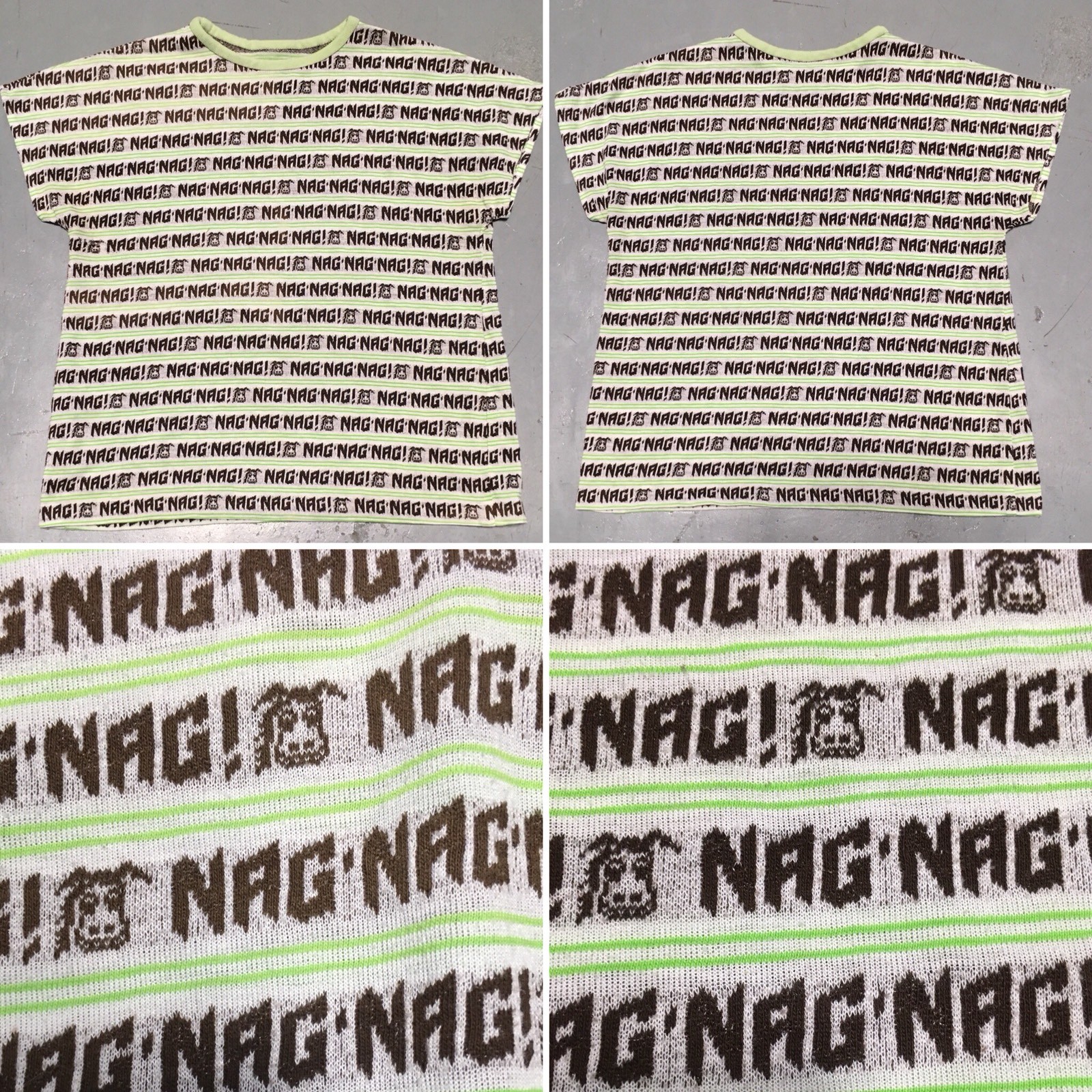 NAG NAG NAG T Shirt Top All Over Print Pattern Tee Striped Donkey Horse