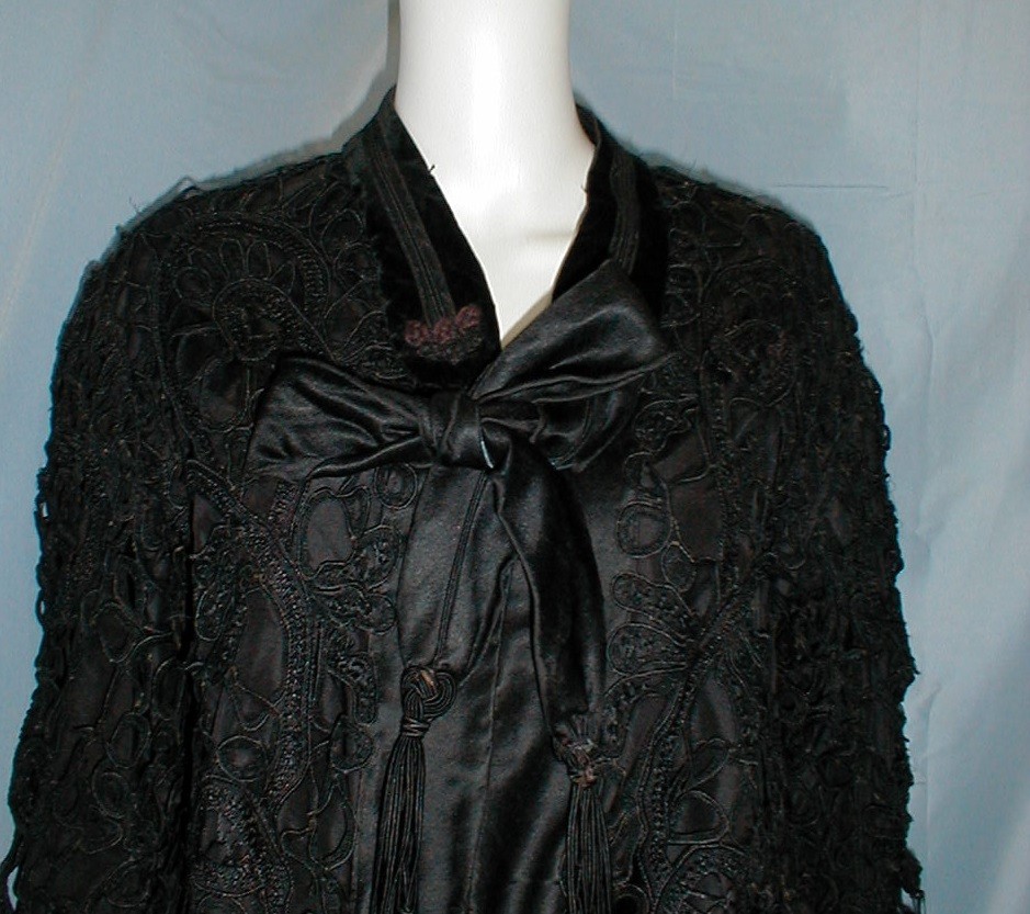 Regal Antique Dress Jacket Edwardian 1912 Black Satin and Lace