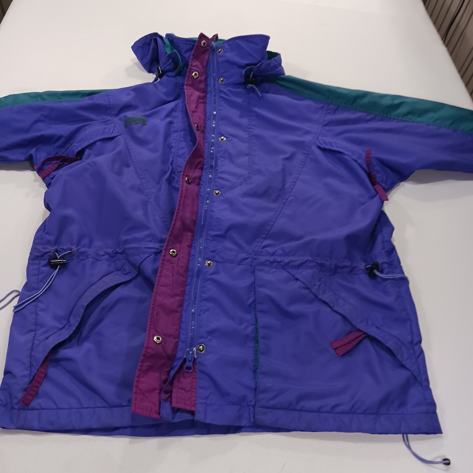Vintage Columbia Radial Sleeve SL5450 Women’s Purple/Green Hoodie Jacket Size XL