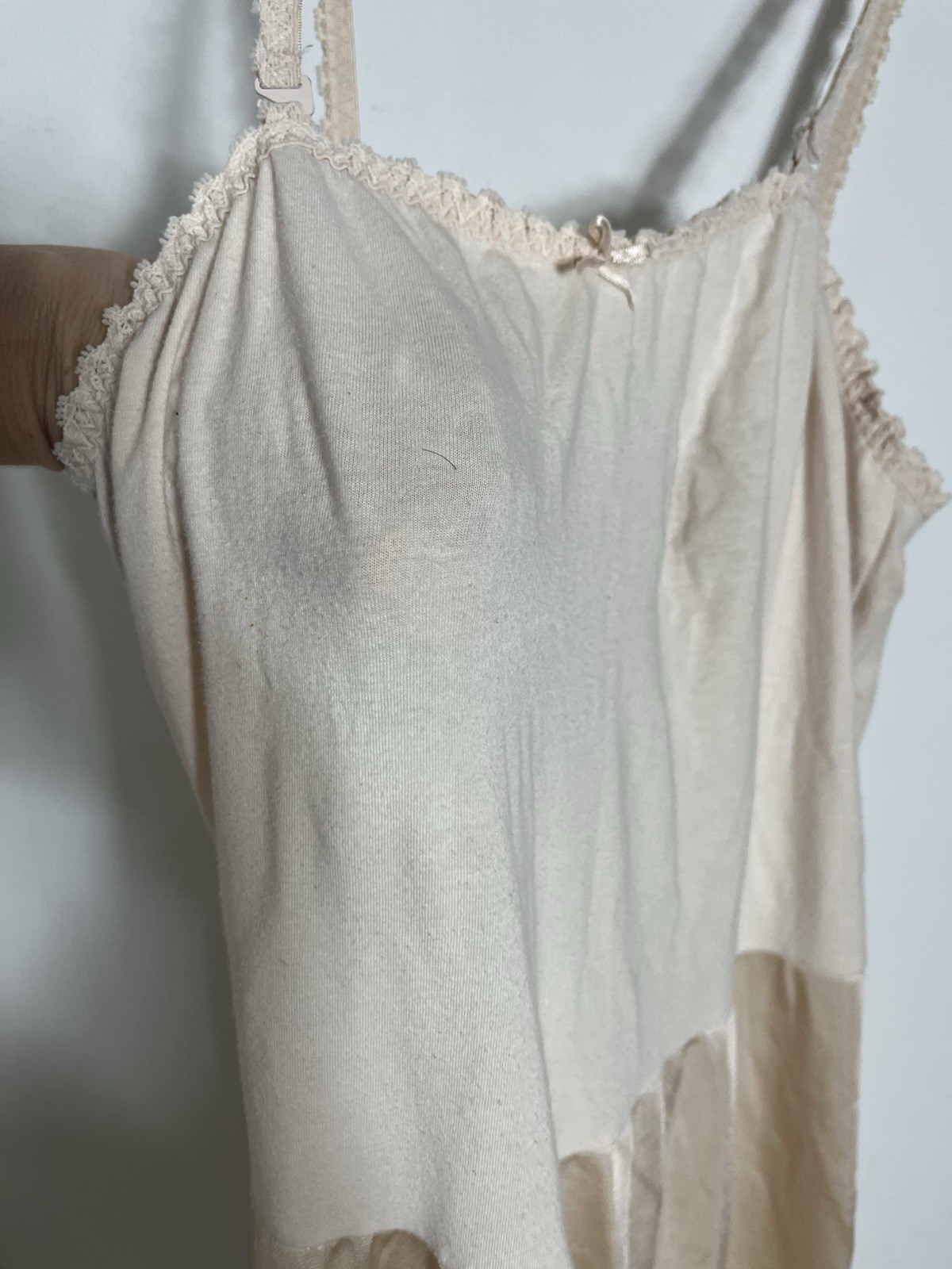 VTG Cotton & Satin Pink Camisole Top & Long Tiered Slip & Long Navy Satin Skirt