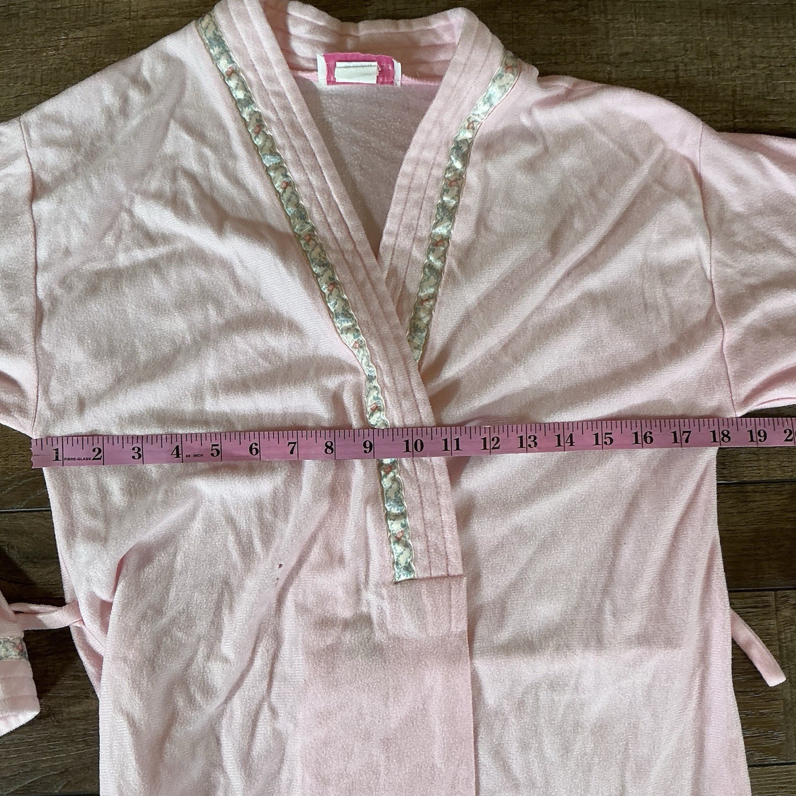 VINTAGE Lindsay Jordan Pink Velour Caftan Robe Sz S USA Made Sequin Trim #351216