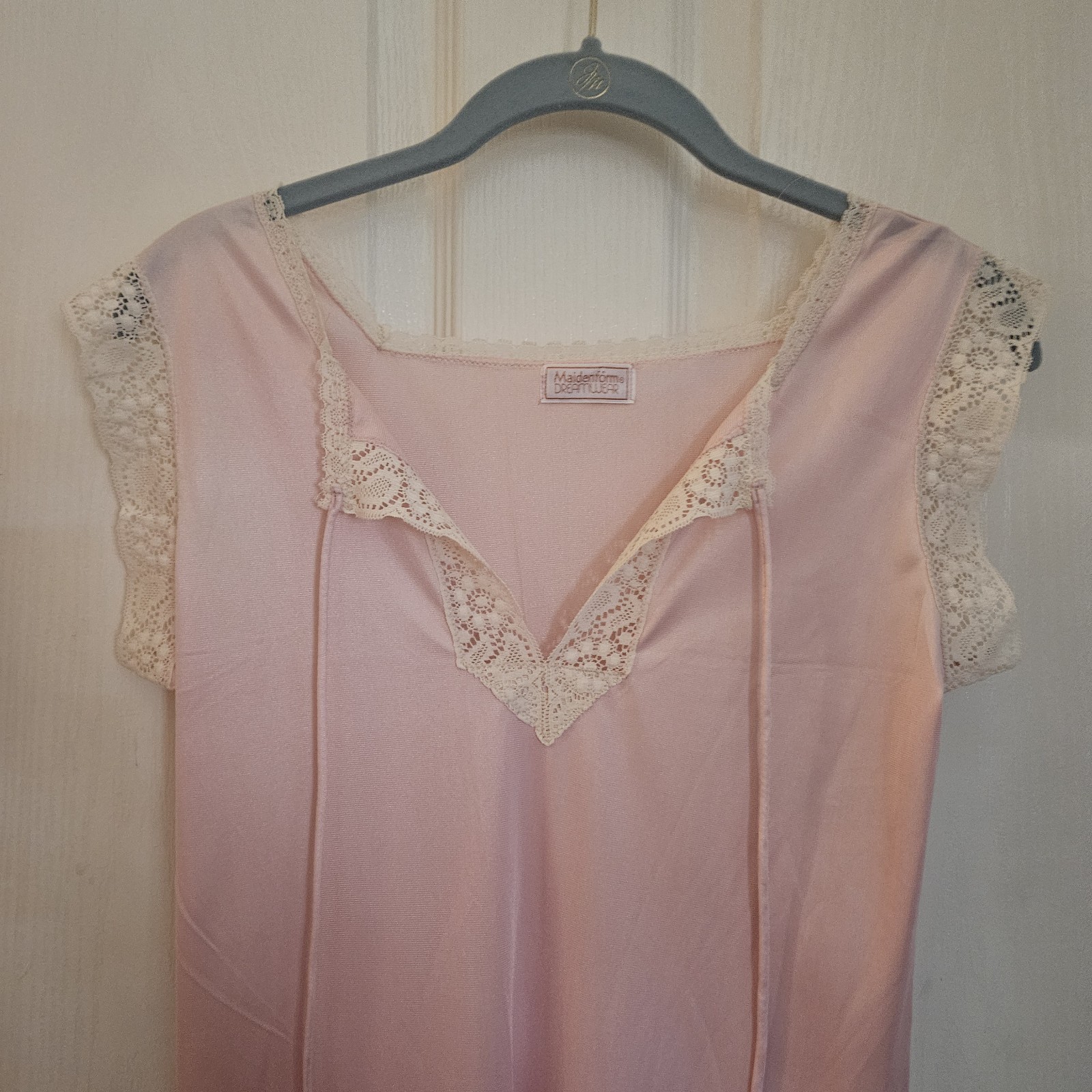 Vtg Lingerie MAIDENFORM DREAMWEAR Dusty Rose Pink Sm Med NIGHT GOWN Dress USA