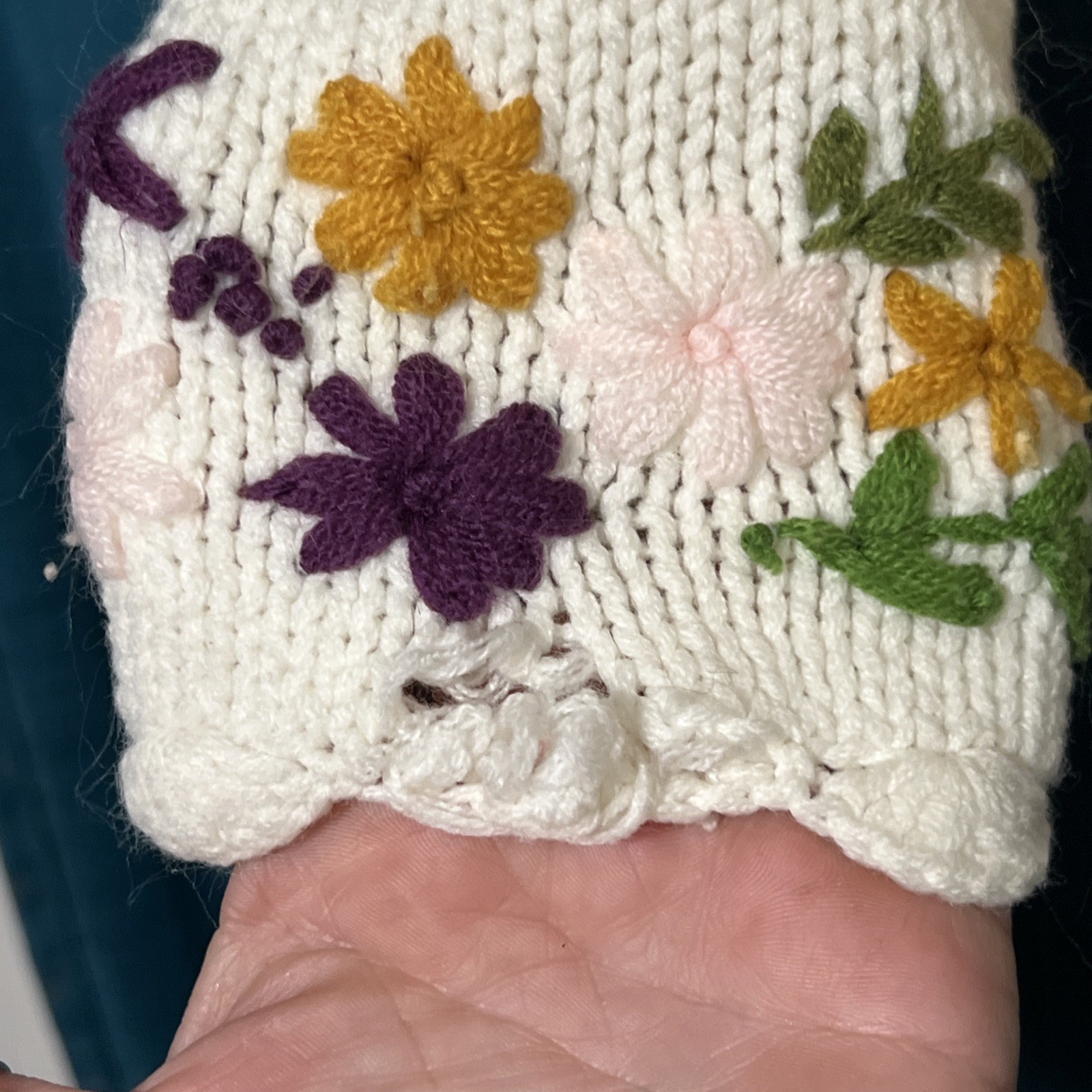 Vintage Embroidered Cardigan Sweater Floral. PLEASE READ DESCRIPTION. Needs TLC