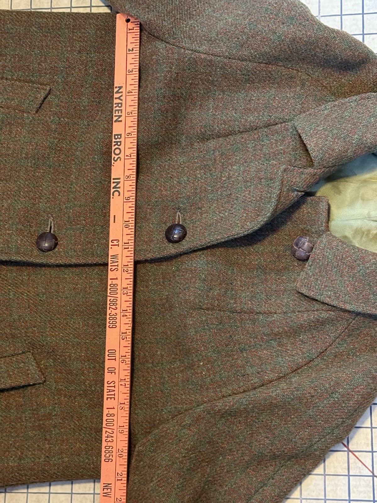 Vintage 60s 70s Harris Tweed Coat Brown Green Scottish Wool Overcoat Ladies S/M