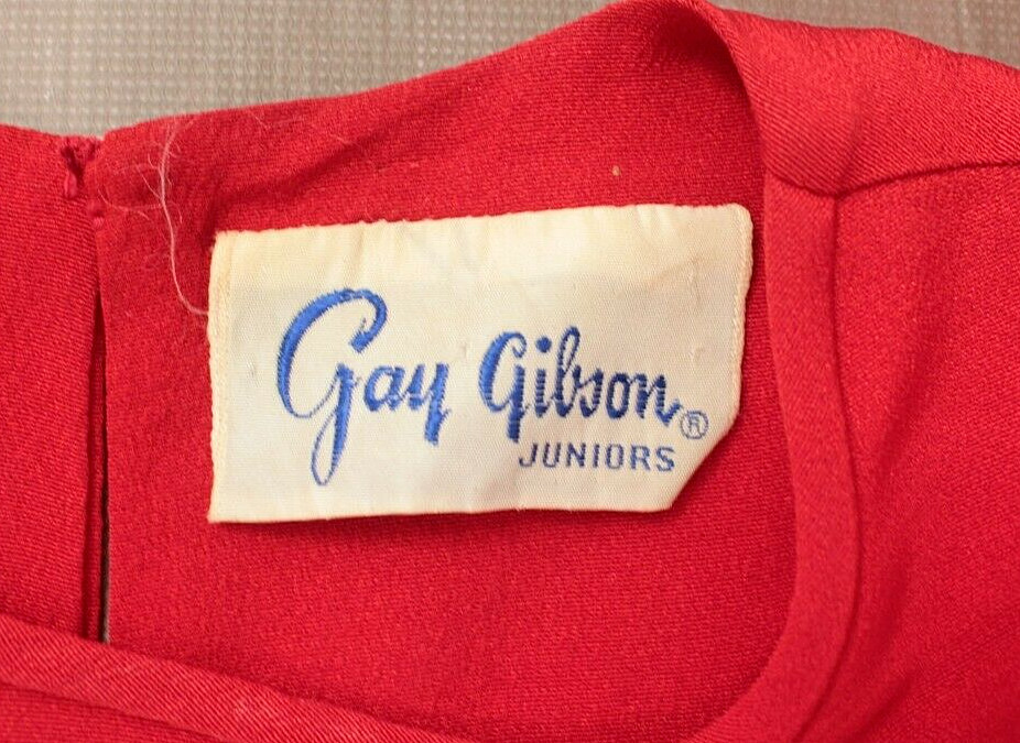 Vtg Women’s 50s Red Rayon Keyhole Neckline Dress 1950s Pleated Skirt Gay Gibson