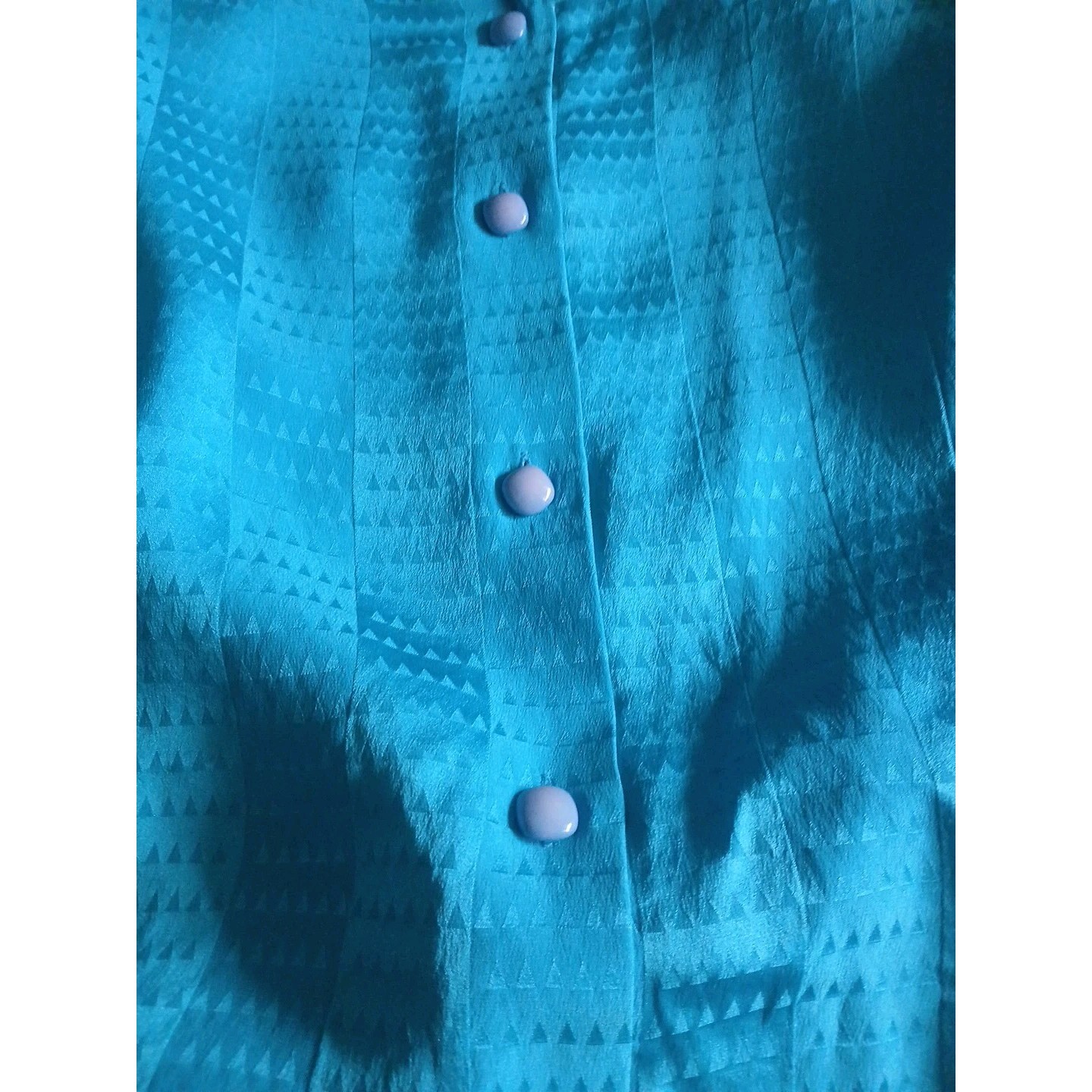 Teal Silk Blouson Dress Liz Claiborne 1980s Back Button sz 8