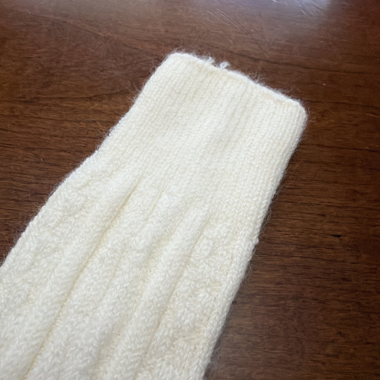 VTG Socks Hosiery 1990s Cable Knit 9-11 20″ Stockings School Girl White 80s NOS