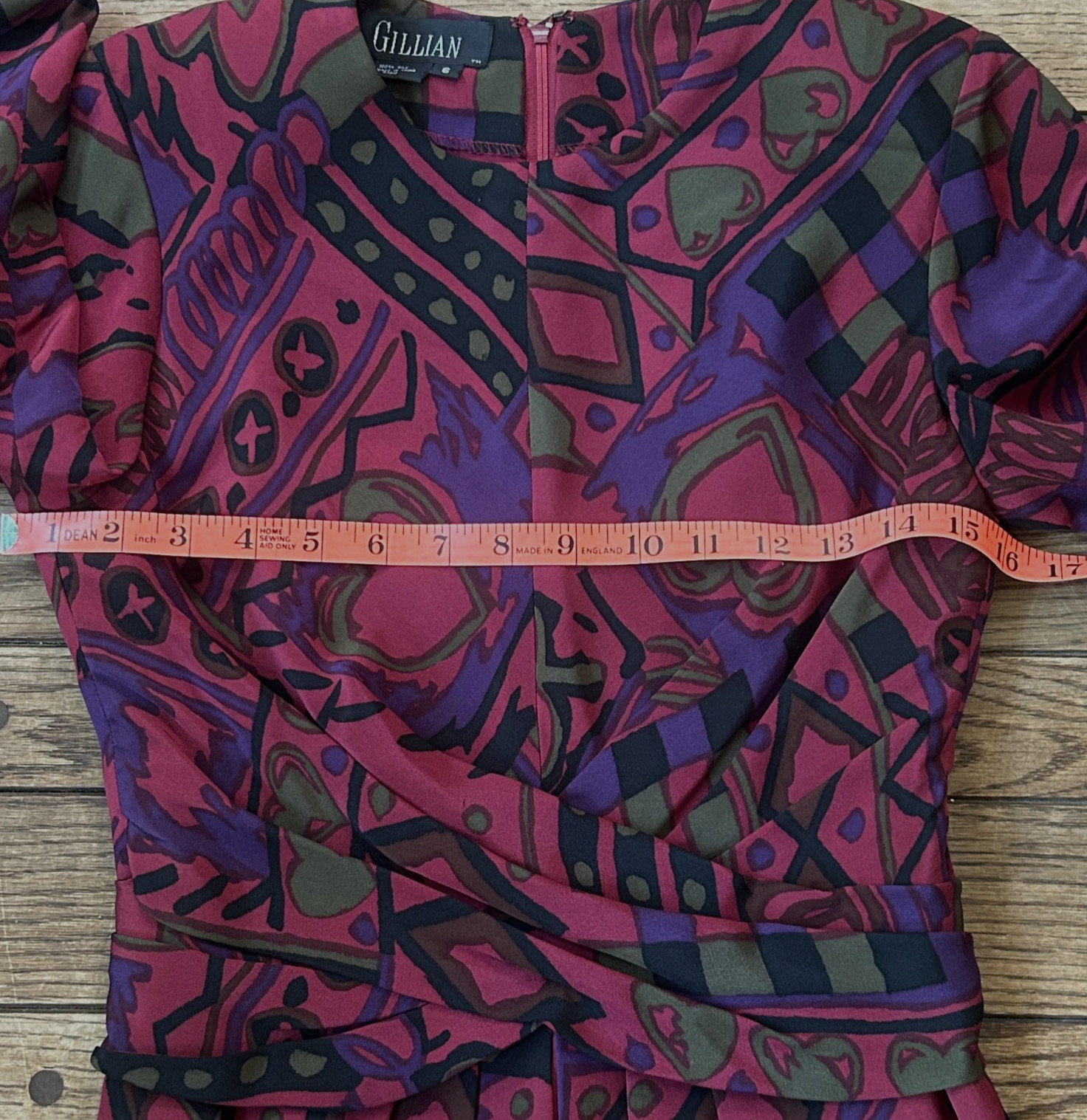 VTG Gillian Silk Dress 80’s Rose Purple Long Sleeve Shoulder Pads, 6 runs small