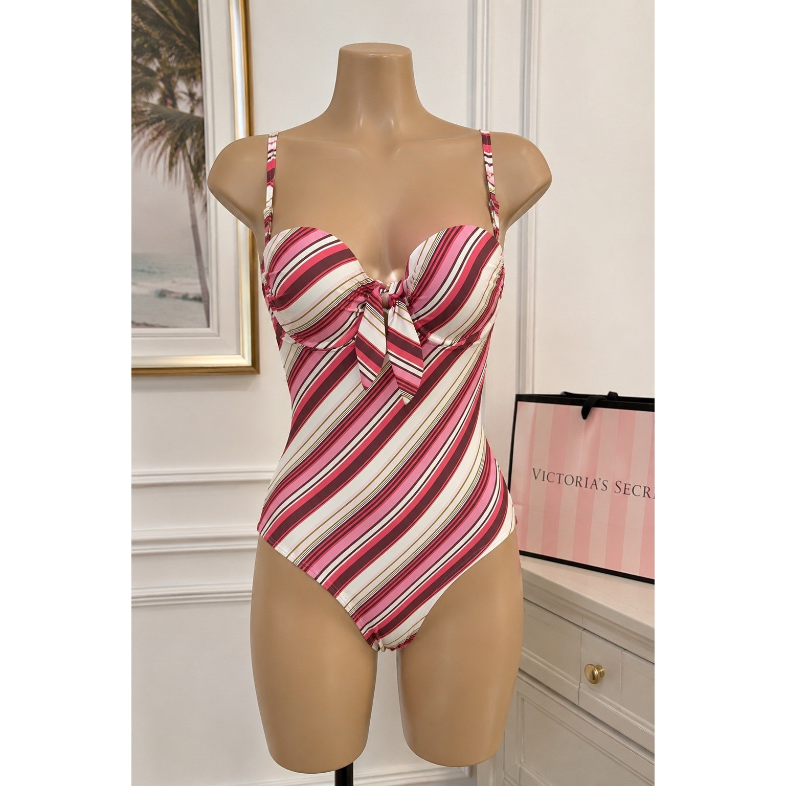 NWT Victoria’s Secret Striped Bustier One-Piece Swimsuit | Size Medium