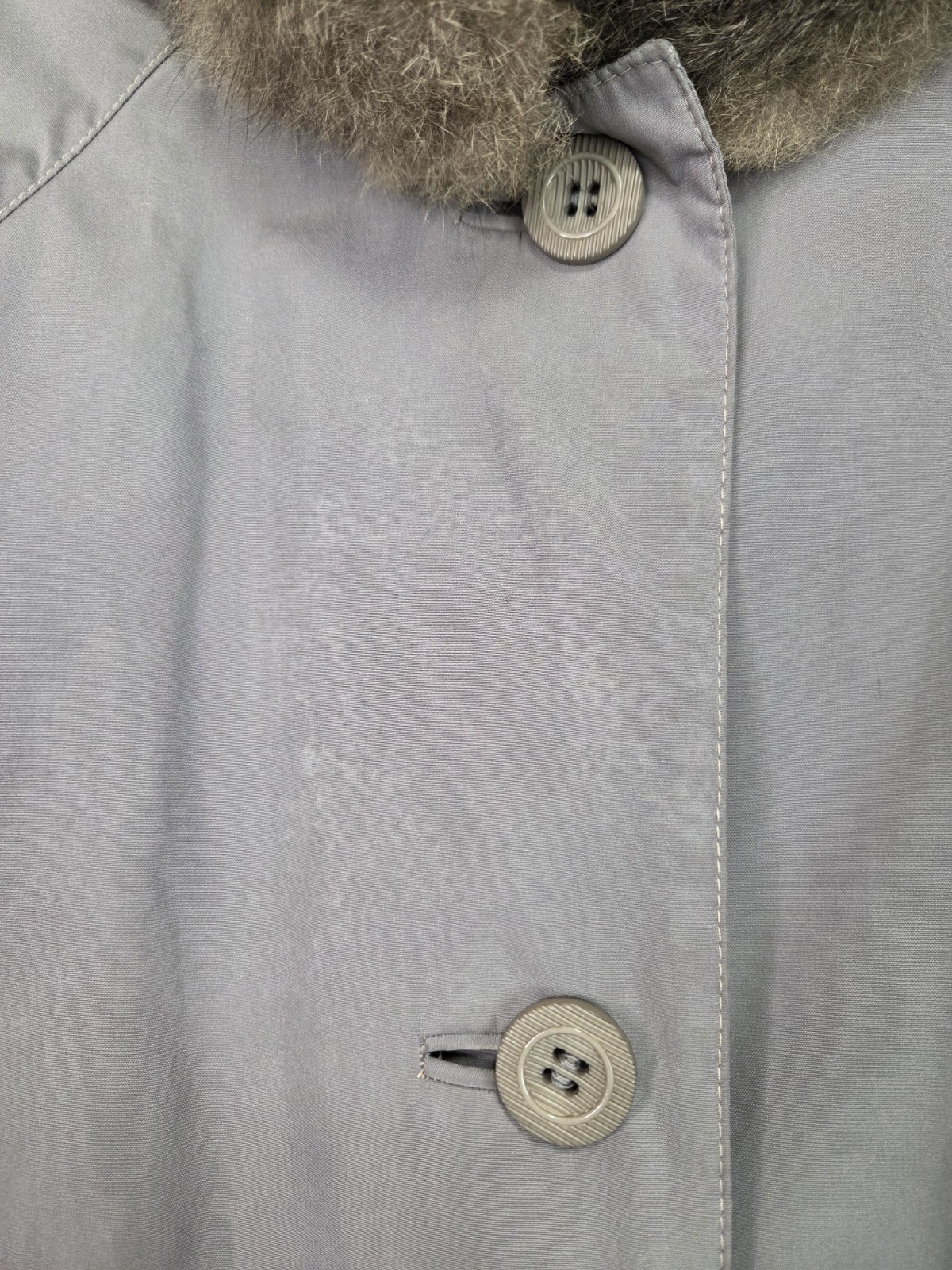 Vintage Bonnie Cashin for Russel Taylor Weatherwear Gray Fur Trim Coat USA Sz 10