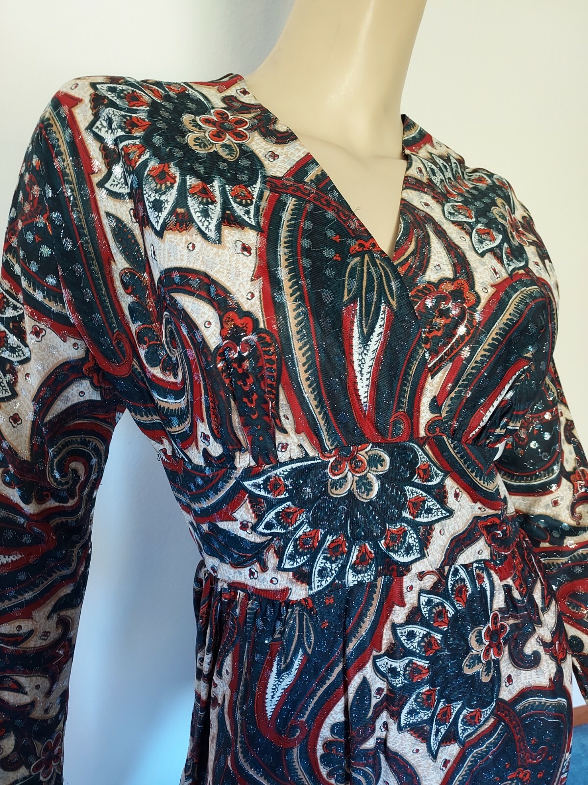 Vintage 80s/90s Dress Sparkle Paisley Cocktail Party/Dressy Wedding/Holiday