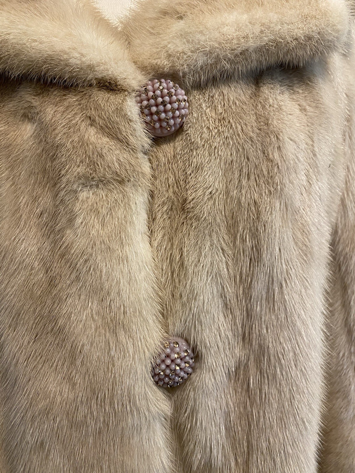VTG 26” Natural Tourmaline Mink Fur Swing Coat Women’s Sz S/M Montaldos