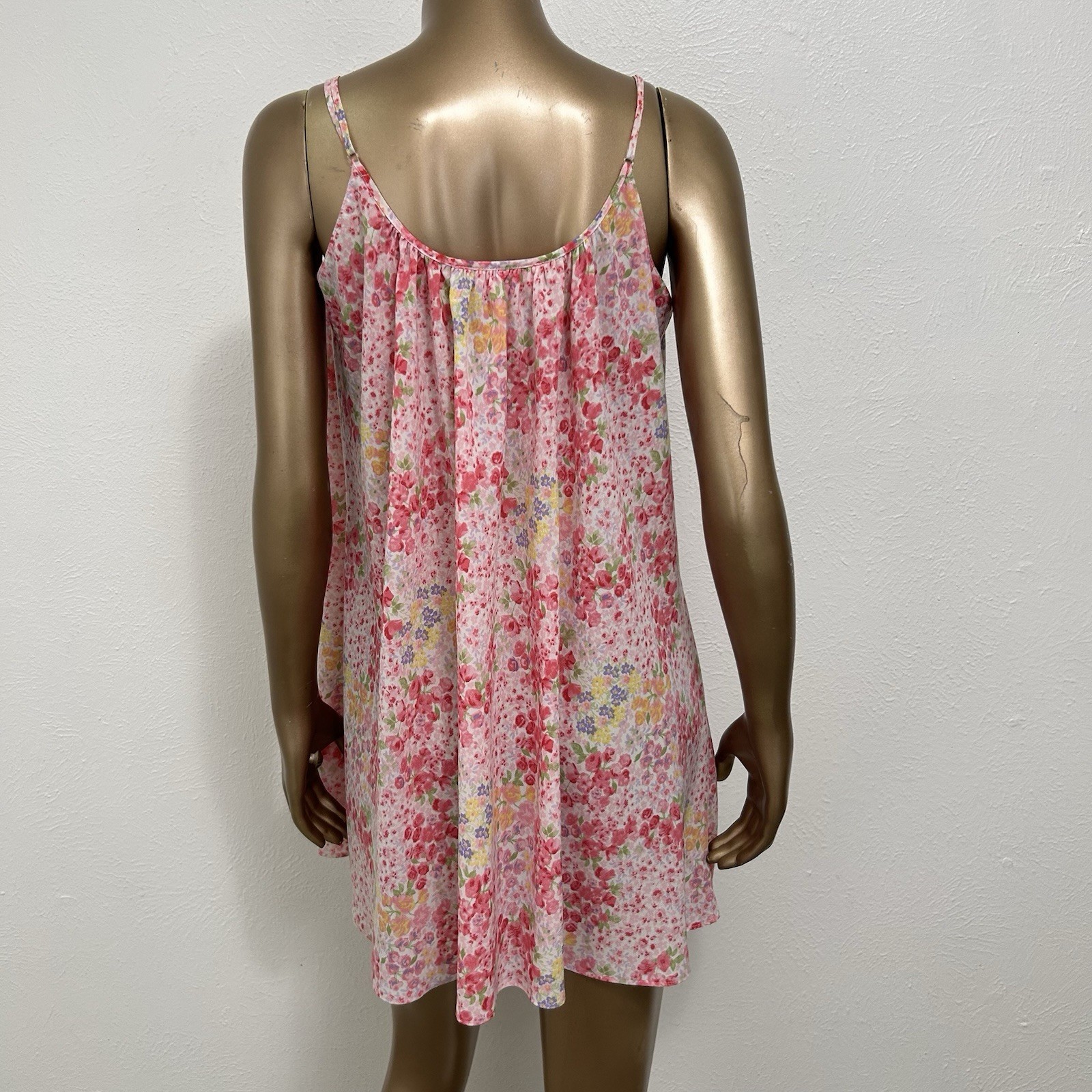 VINTAGE Oscar de la Renta Pink Label Pink Dainty Floral Robe & Slip Dress Sz L