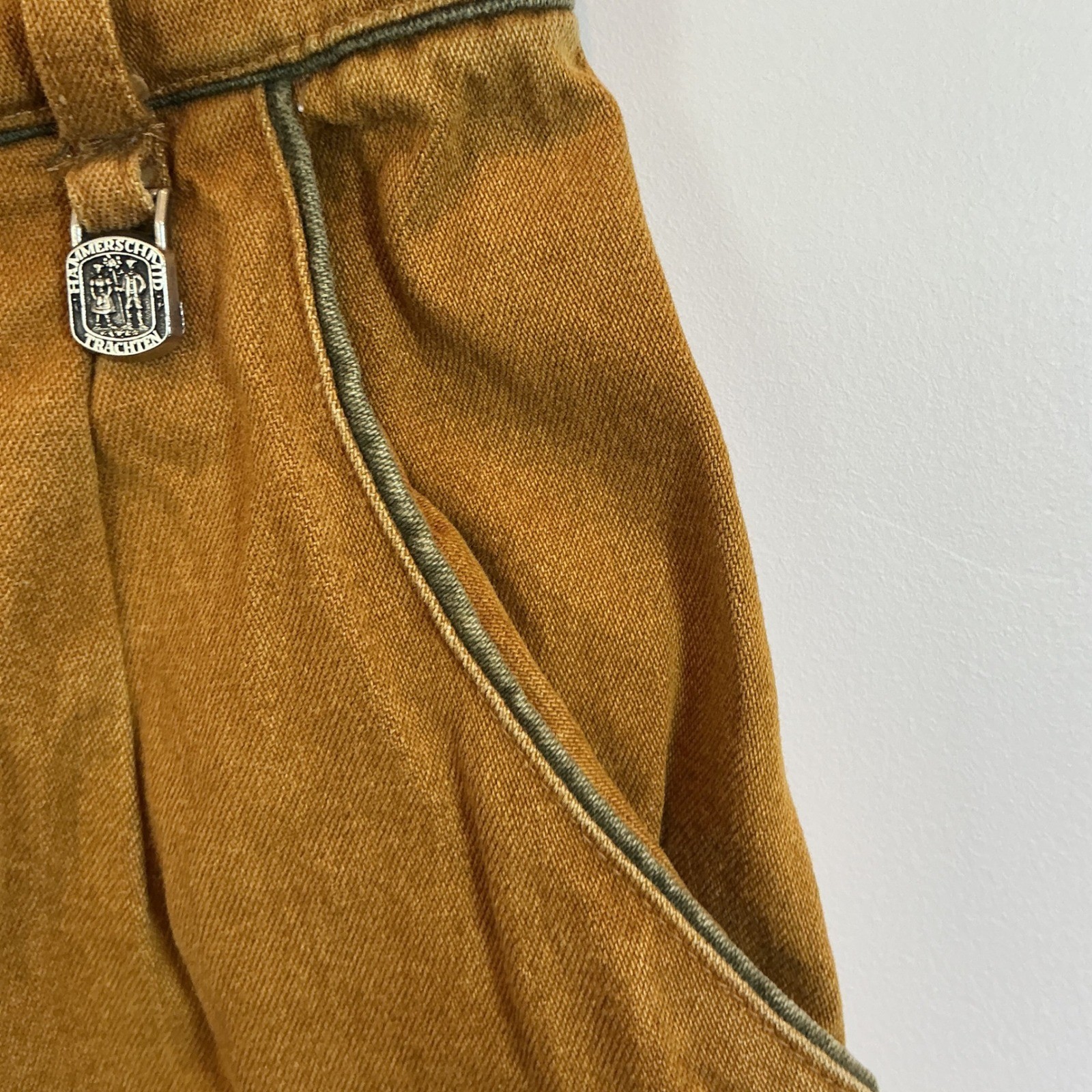 Hammerschmid Vintage Trachten Cotton Midi Skirt Mustard Yellow High Waist 27w