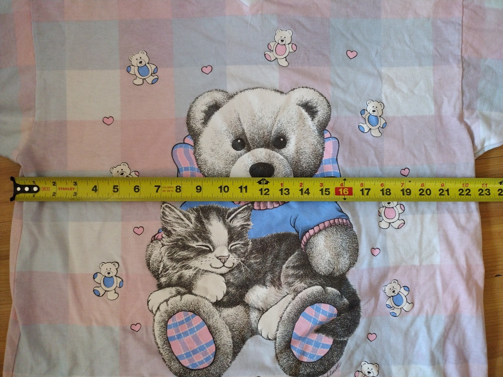 Vintage Kitten Teddy Bear Shirt USA Made CMS Casuals Sleep Shirt OneSize Y2K VTG