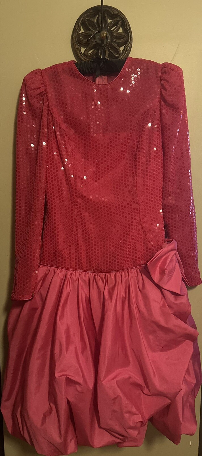 Vintage Totally 80s Madonna MTV Party Prom Dress Bubblegum Lace Sequin Bow 11/12