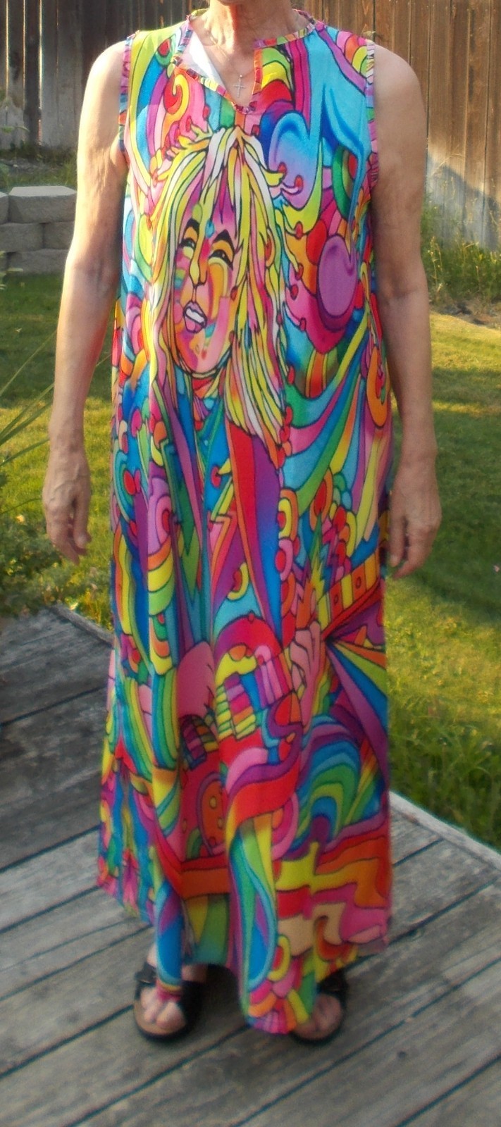 Vintage 1970’s Psychedelic Guitar Player Kaftan Dress Size L