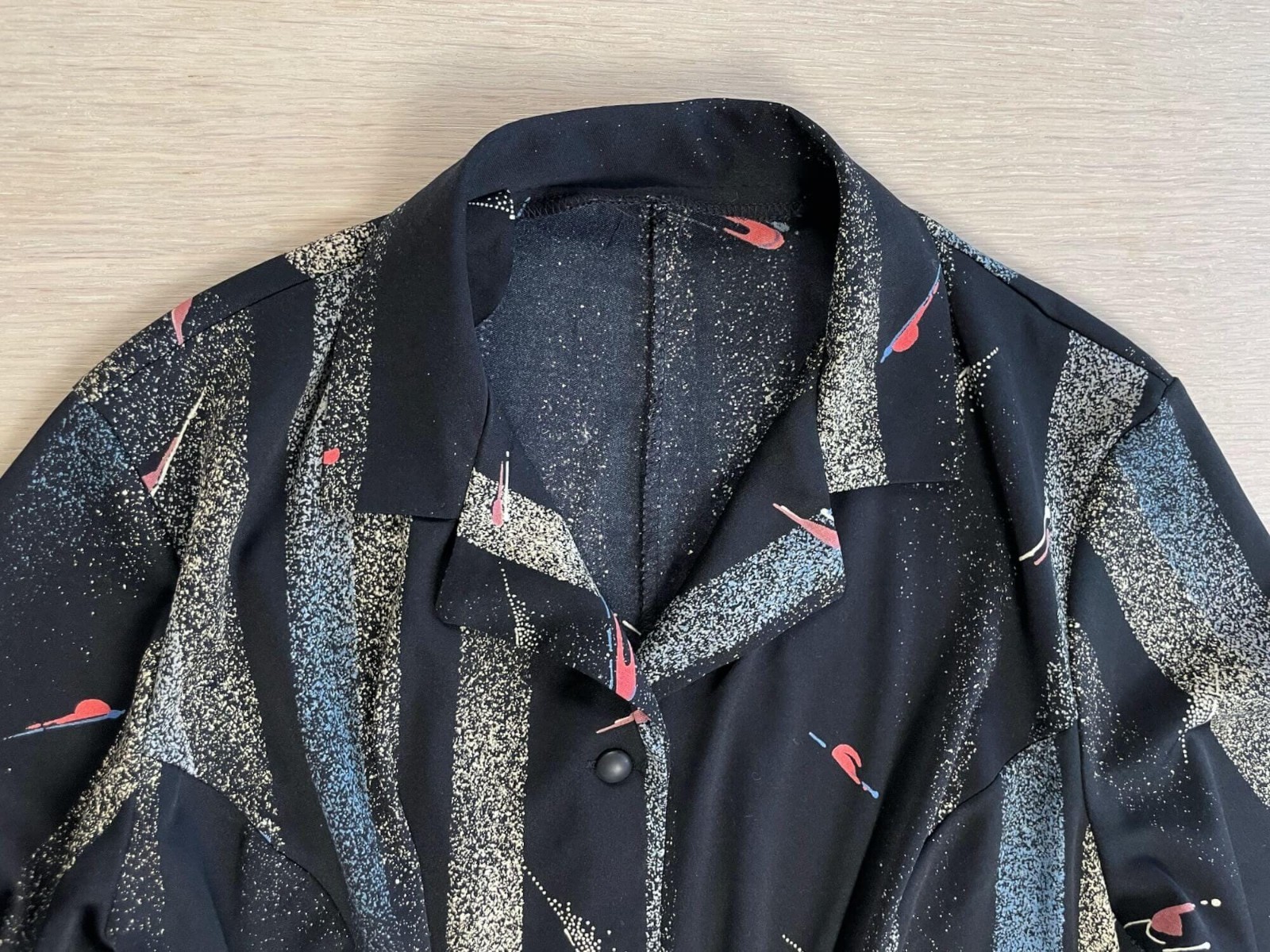 Vintage 80s Abstract Print Shirt Dress, Belted A-Line Midi, Size L