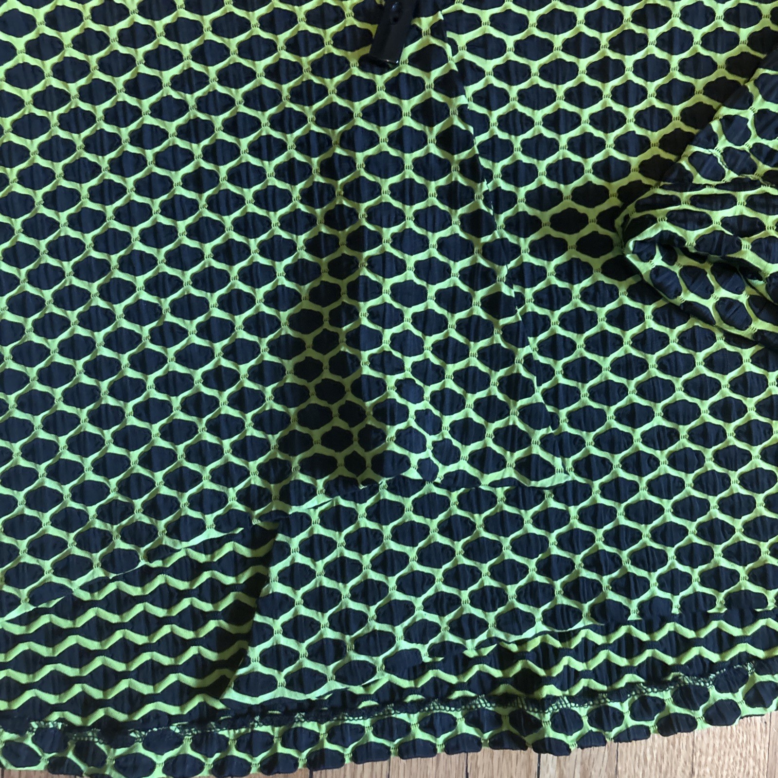 Y2K Joseph Ribkoff Stretch Lime Green Black Toggle Button Swing Blazer Jacket 14