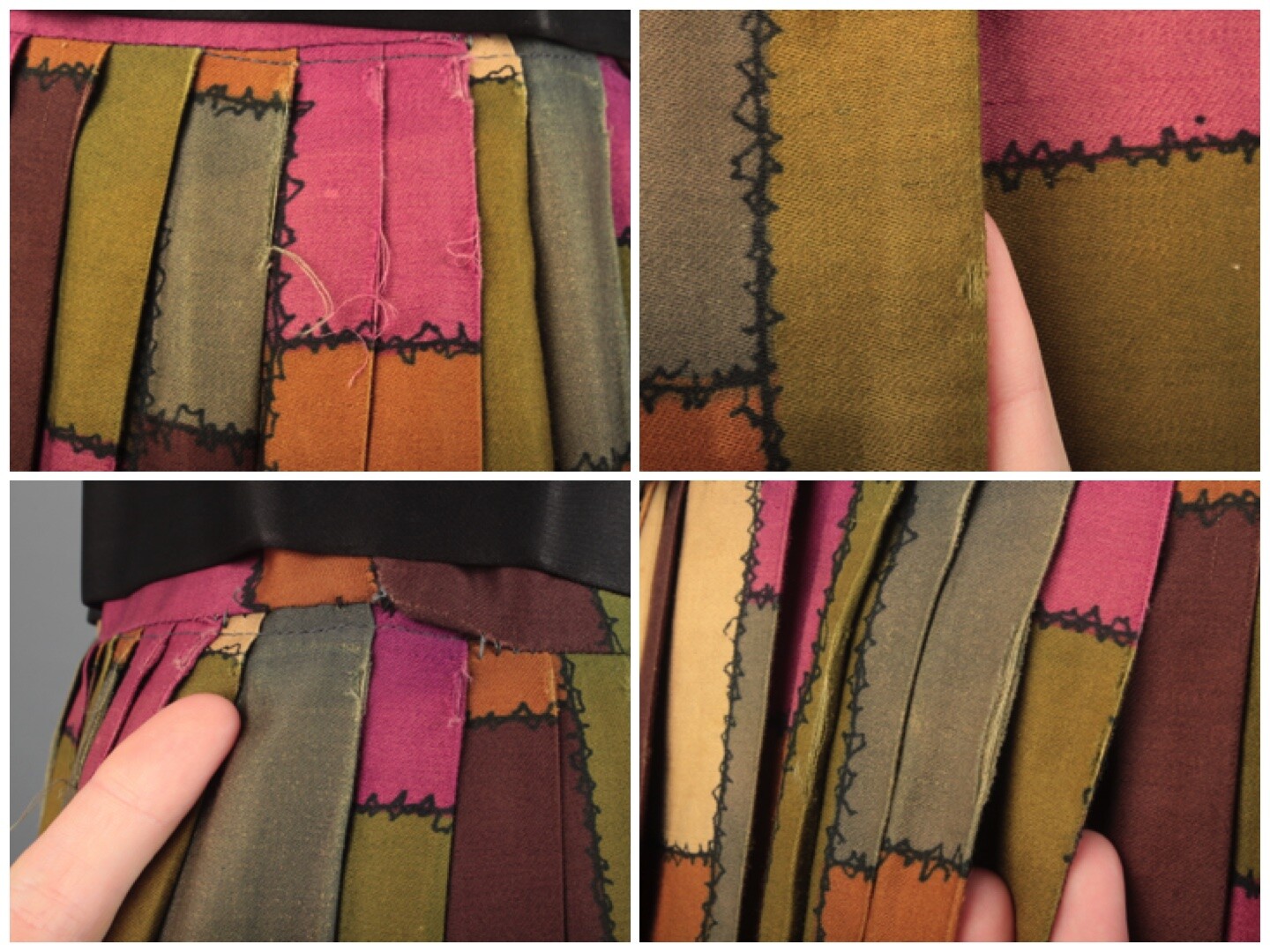 VTG Women’s 50s 60s Patchwork Print Shirtwaist Dress Sz XS 1950s 1960s