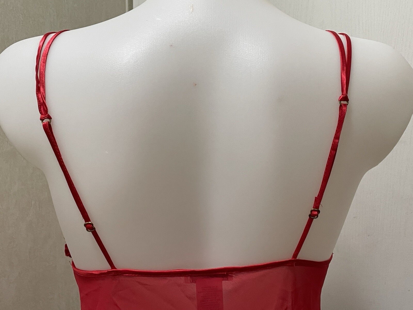 VTG Je Tadore Red Ruffle Bodice Sheer Camisole Top Lingerie Size S