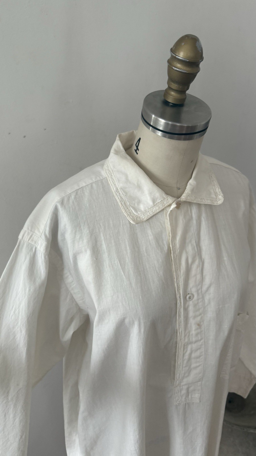 Antique Edwardian 1910s 1920s Cotton Night Shirt Dress Workwear Smock Oversized