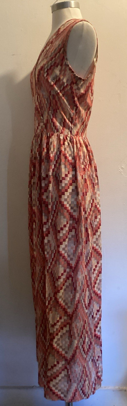 vintage 70’s nylon tricot TONI TODD sparkly hostess maxi dress sz M