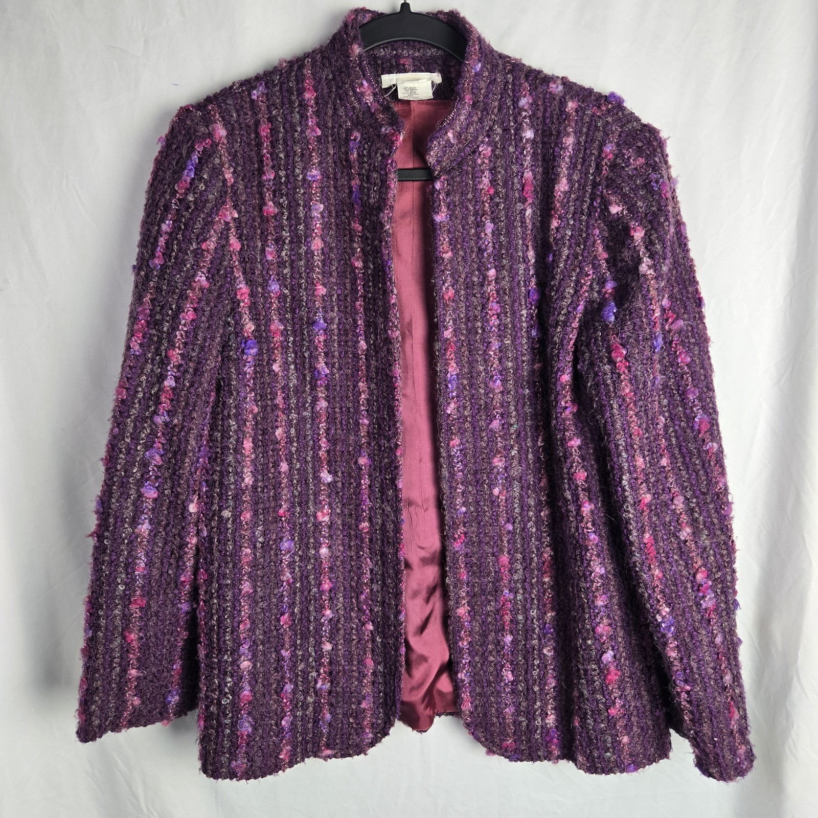 Vintage Devon Womens 14 Purple Texture Tweed Jacket Mohair Office Career Boho