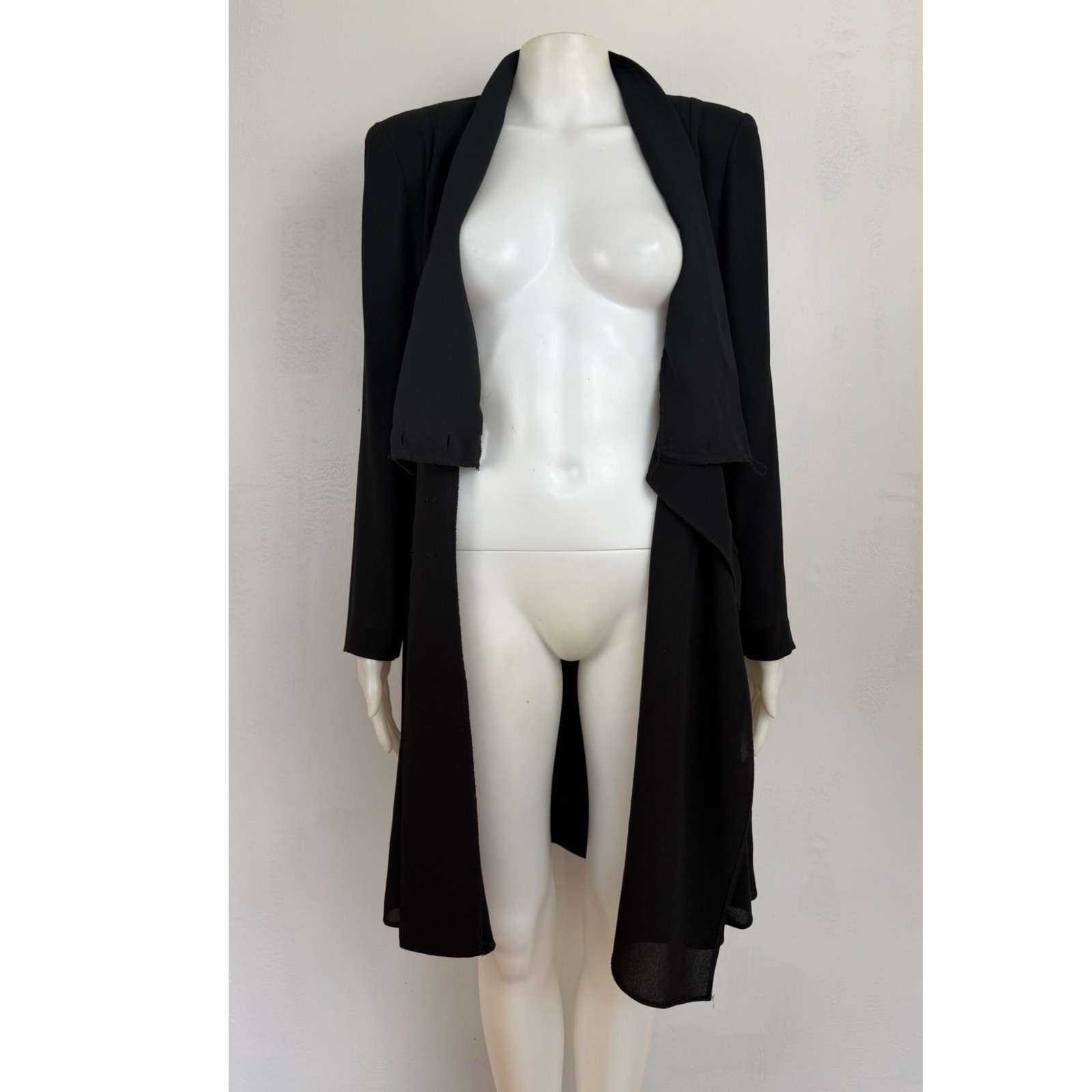 Vintage Double-Breasted Blazer Dress Size Medium 80s Black Sheer Crepe DW3 Saks