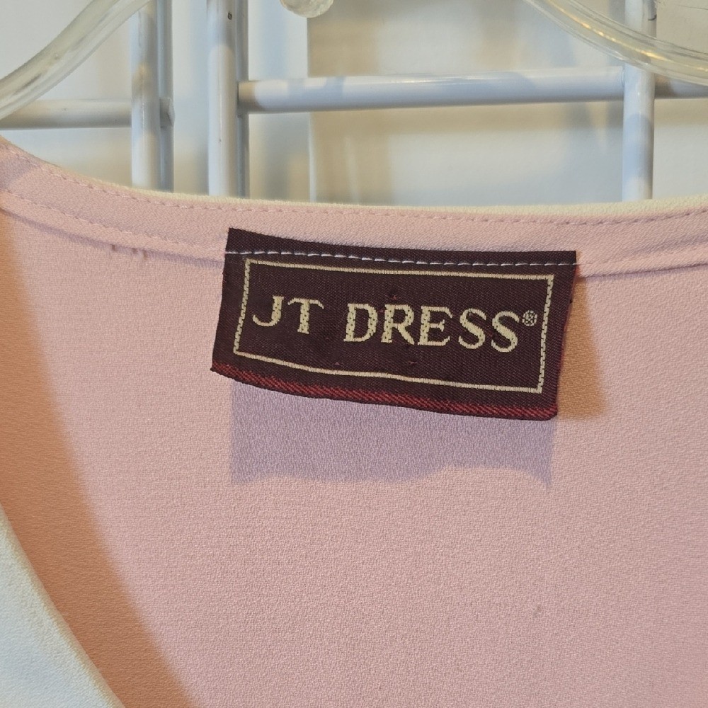 Vintage Pink Pleated Front Midi Dress with White Collar Pit To Pit 17.5″