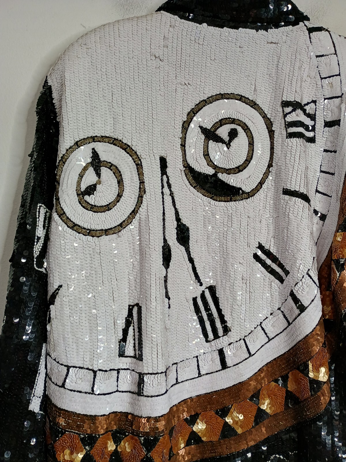 Vintage 90’s Modi Sequin Jacket Clock 100% Silk 1X