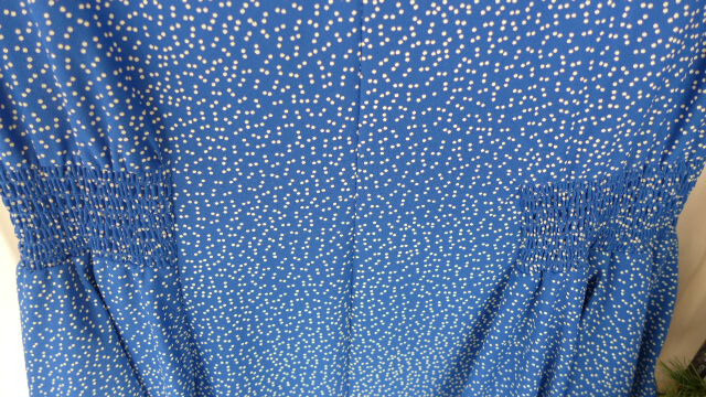 Dress Vtg Womens Lynne davis Sz 10P Petite Royal Blue White Dots Peplum Lined SS