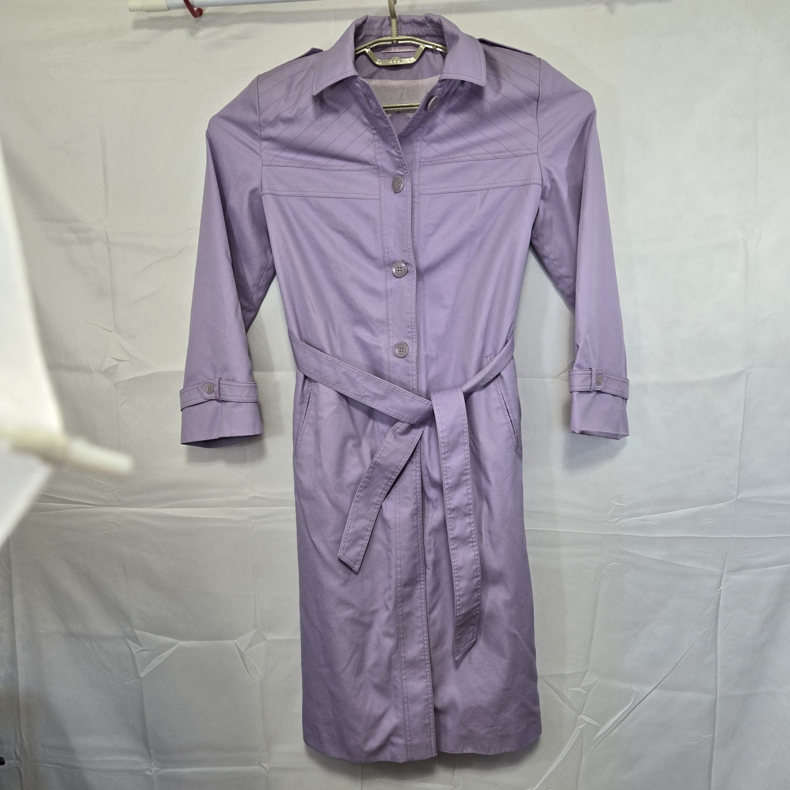 Vtg Cyclone Lilac Purple Long Trench Coat Jacket Women’s 12 L/XL