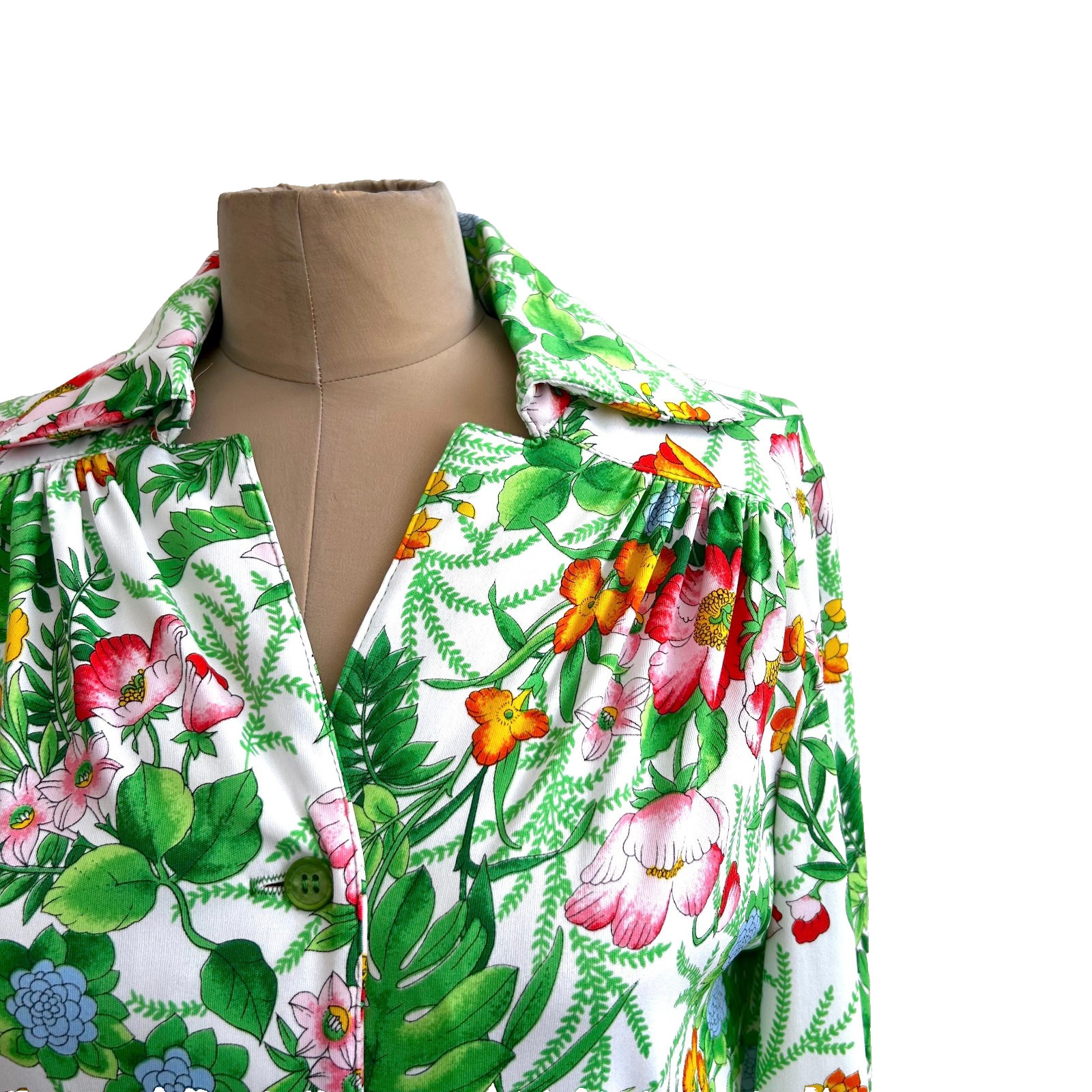 Vintage 1970s Yves Jennet Floral Dress Mod Palm Royale Preppy Summer Chic sz S 6