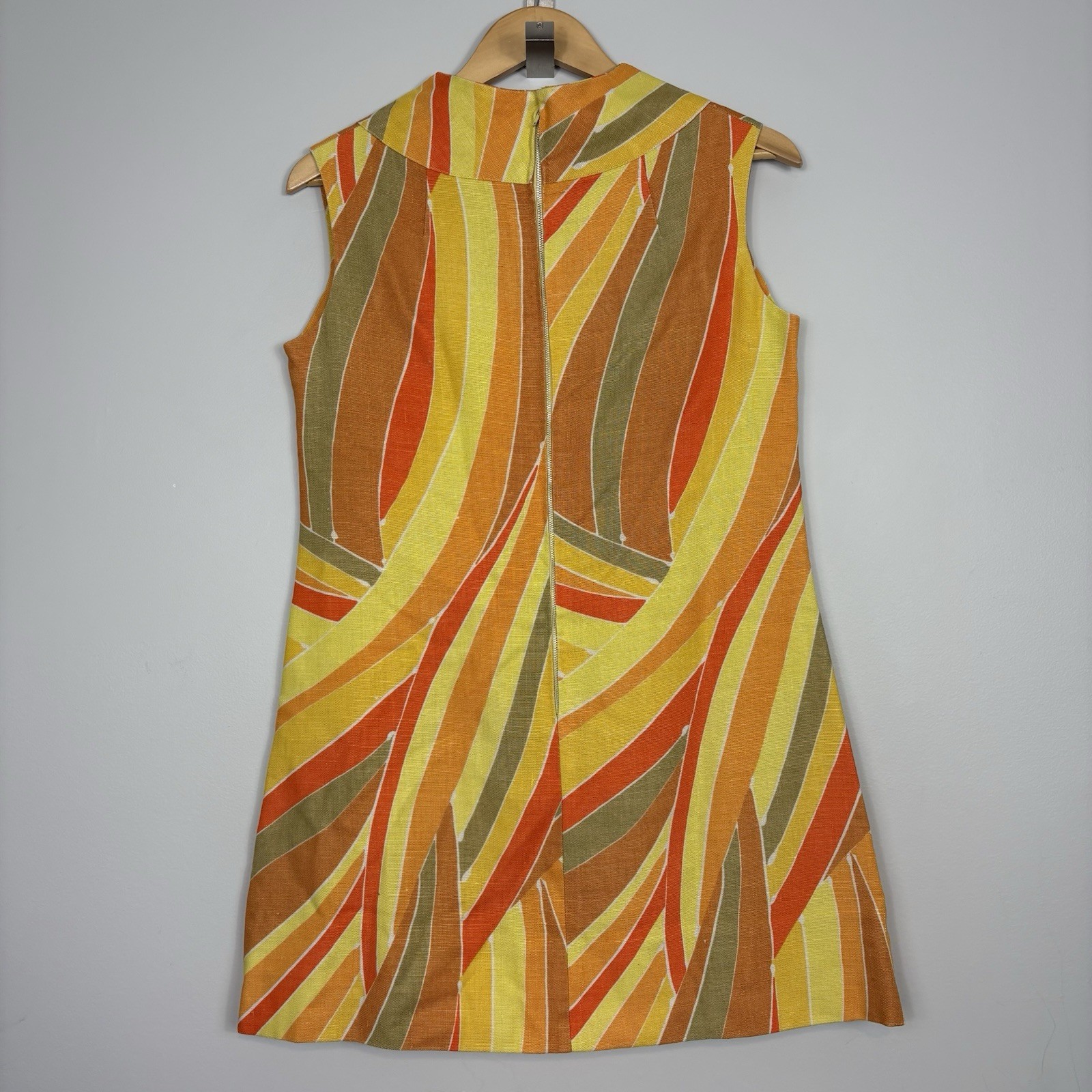 Vtg 60s Mod Sleeveless Shift Dress Psychedelic Abstract Geometric Colorful
