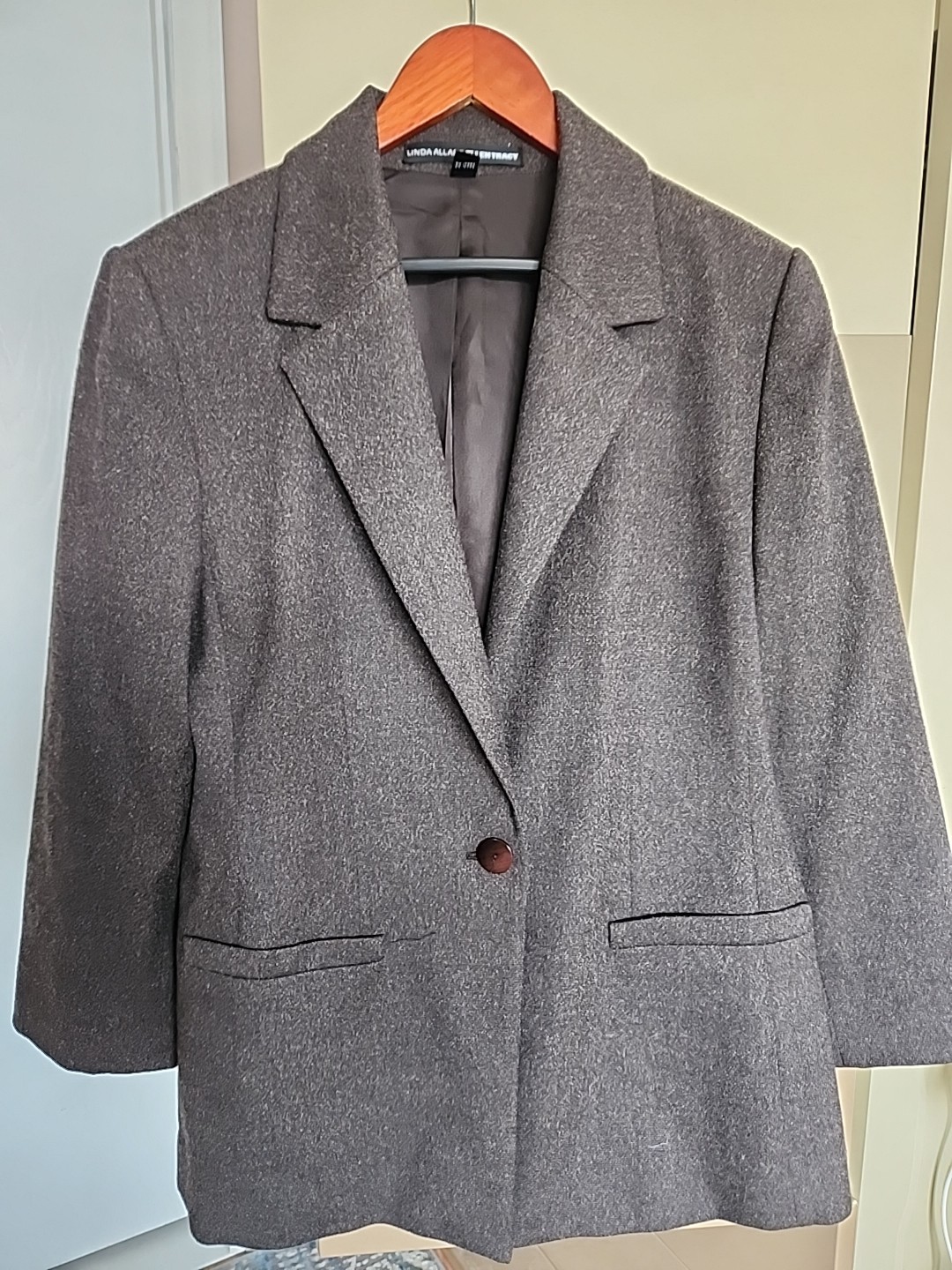 Linda Allard Ellen Tracy Women’s Wool Blazer Brown Vintage Classic Size14