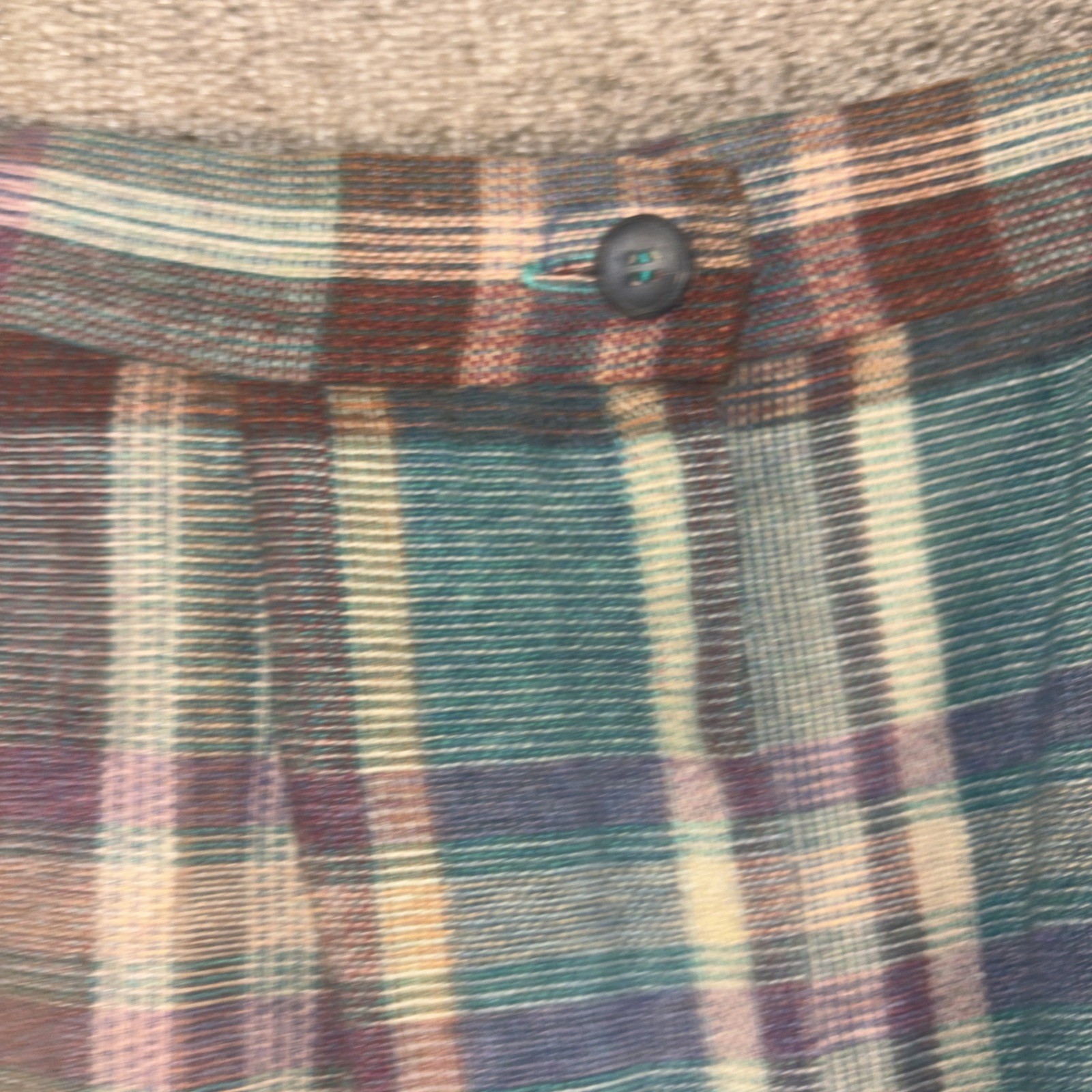 Vintage 1950s Handmade Plaid A-Line Midi Skirt Robin Zipper Teal Burgundy 27W