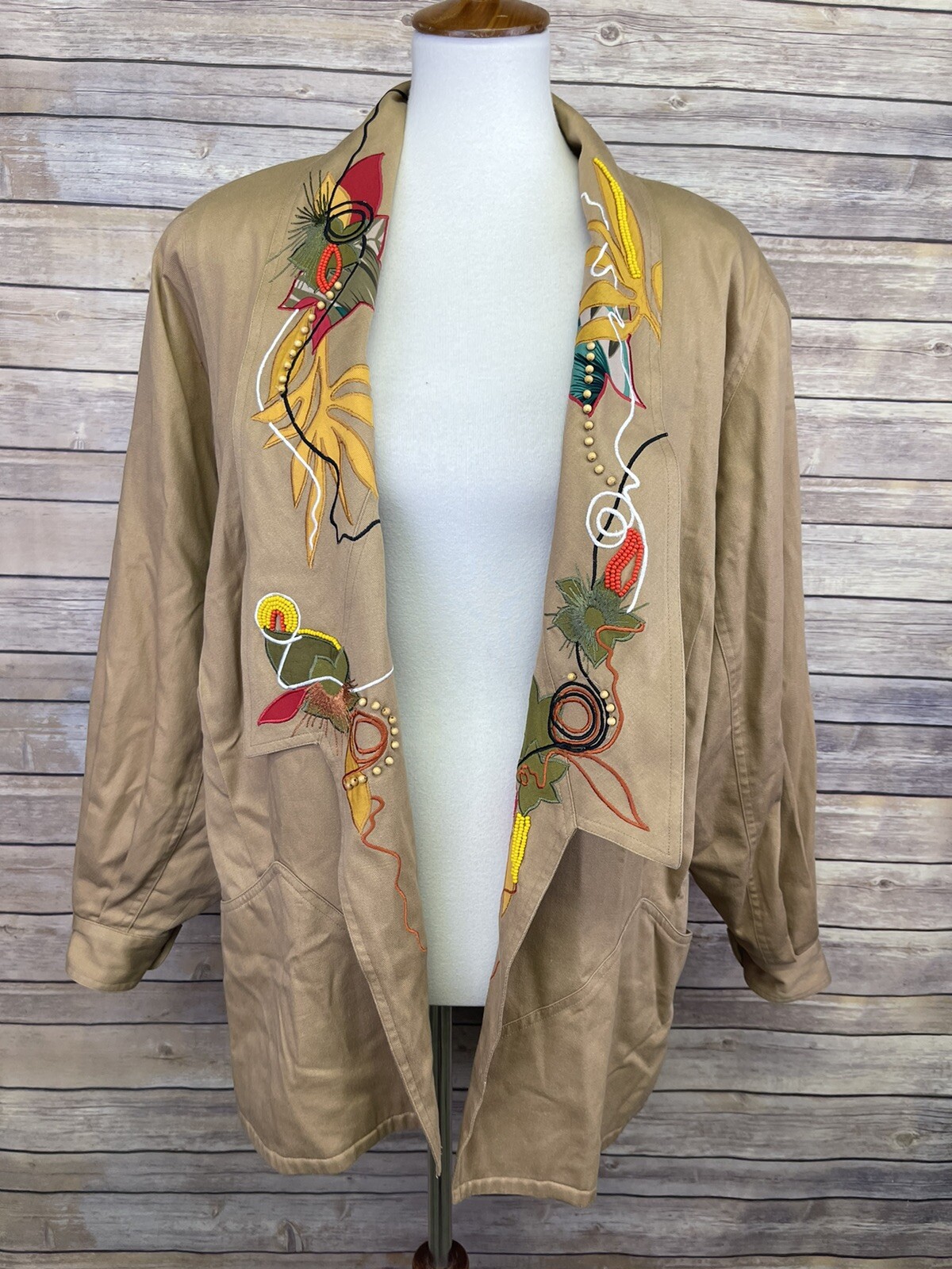 Marc D’Alcy Size 10 Vintage Jacket Embroidered Beaded Open Front Retro 80’s