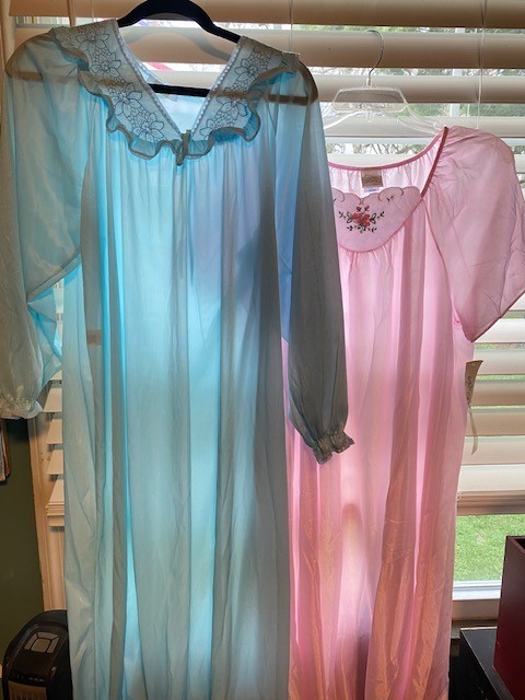 Vintage Katz long Nightgowns lot 2 cap and long sleeves pink teal with tag