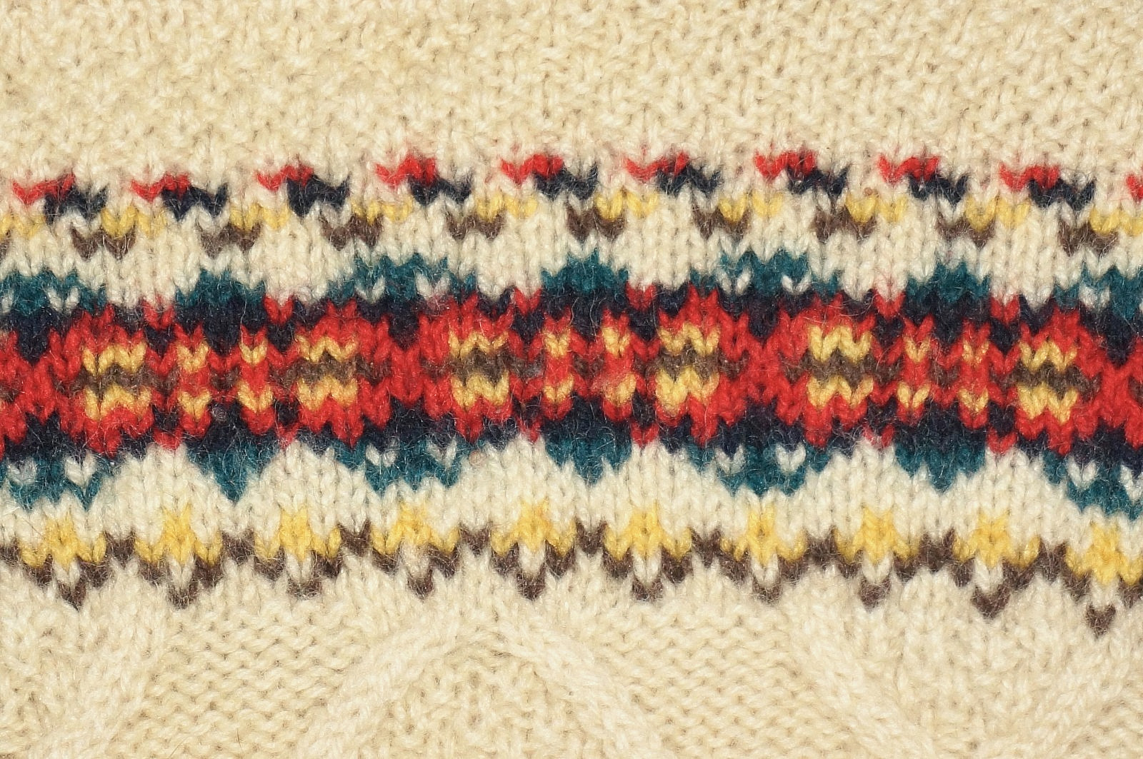 70’s Vintage INVERALLAN Cream & Multicolor 100% Scottish Wool Knit Sweater M/L