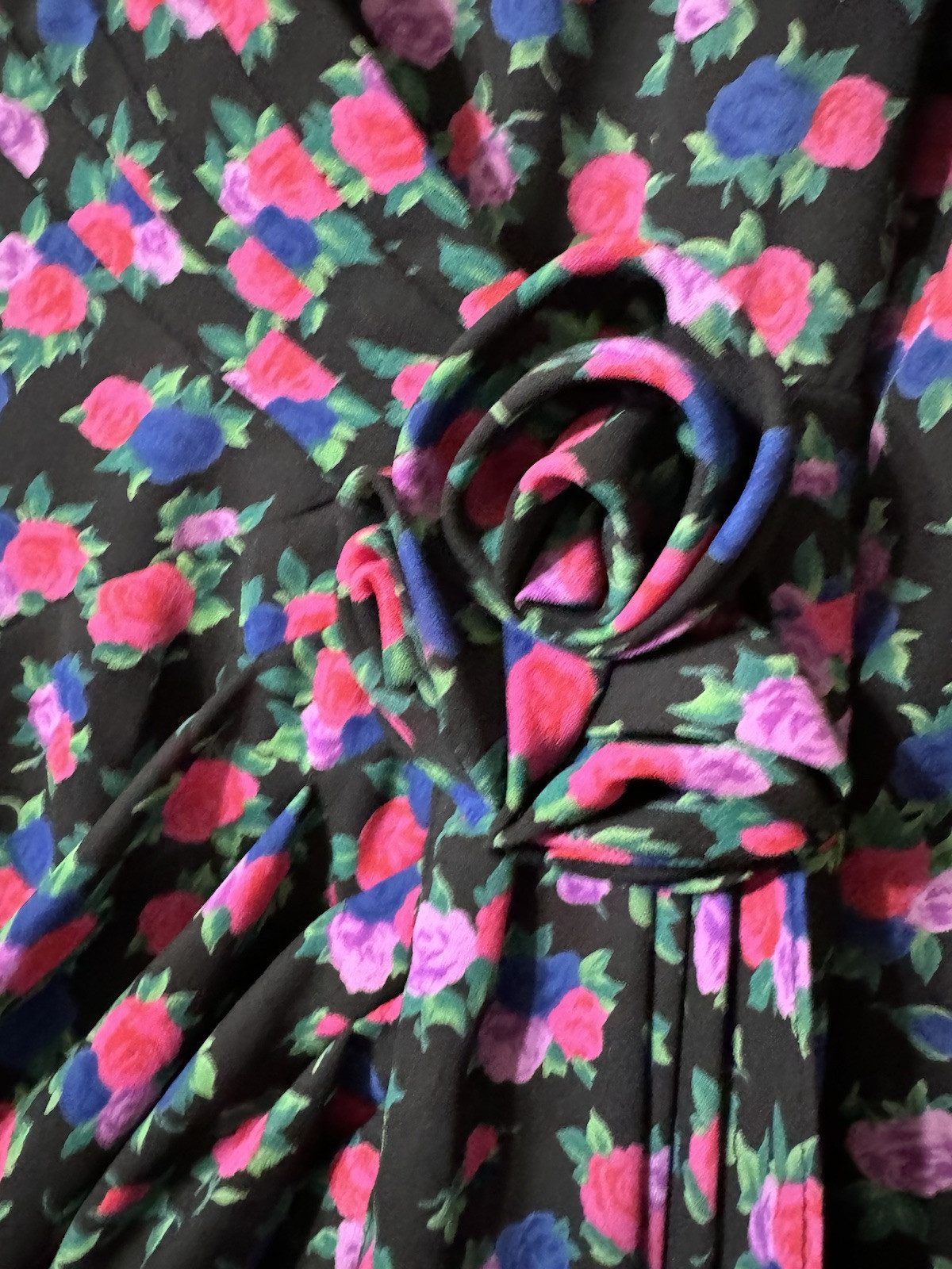 VTG 80s LIZ ROBERTS PUFF By Mary Ann Lamonte Floral Side Wrap Women’s Size M/L