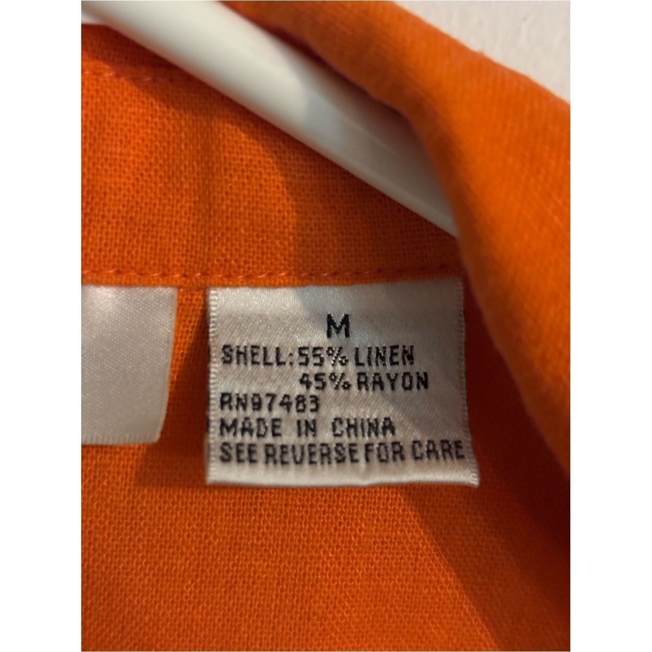 Vintage Selene Sport Sz Med Orange Linen Blend Sleeveless Faux Wrap Collared Top